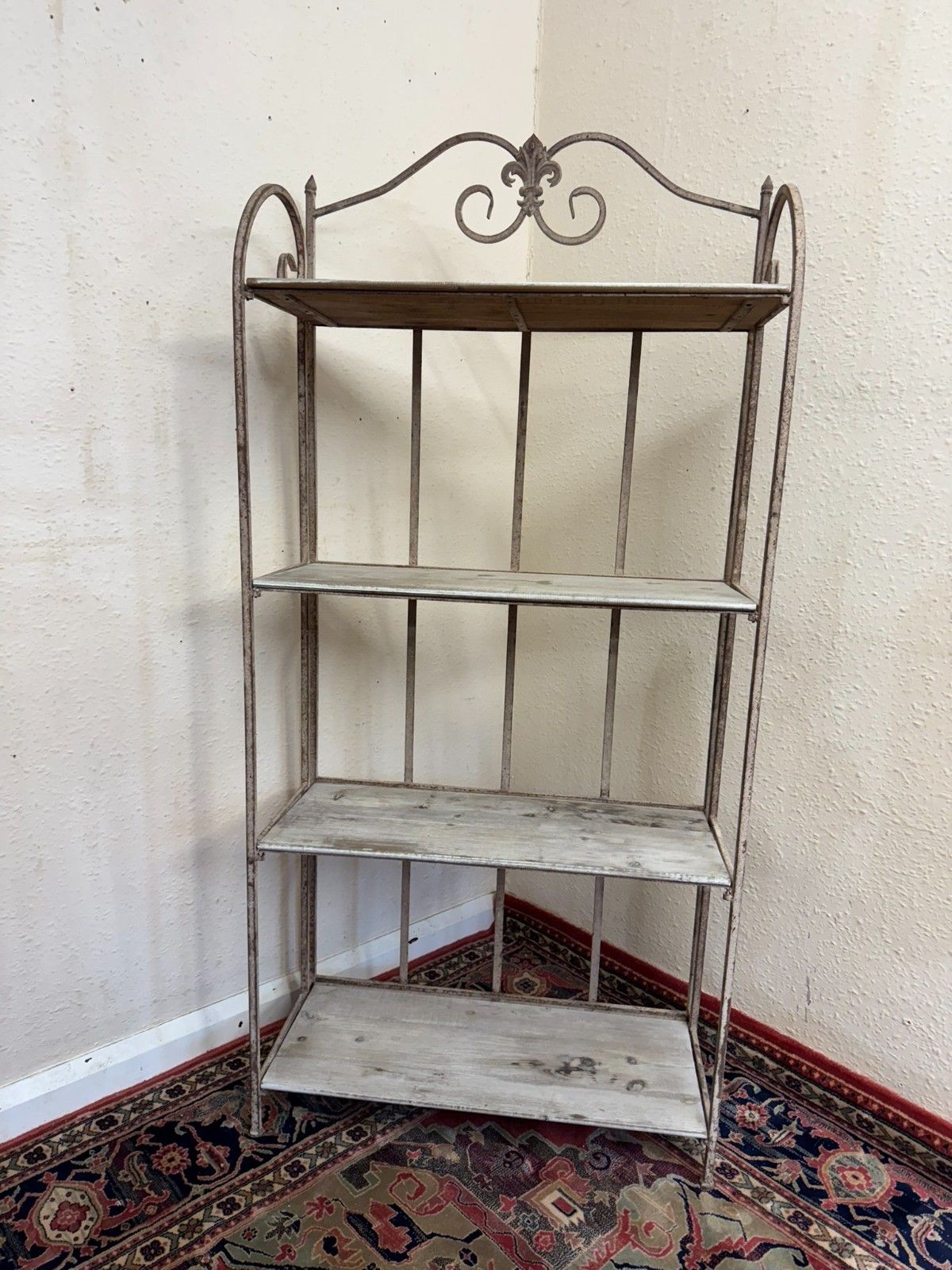 French Metal And Wood Folding Four Shelf Stand photo Furniture