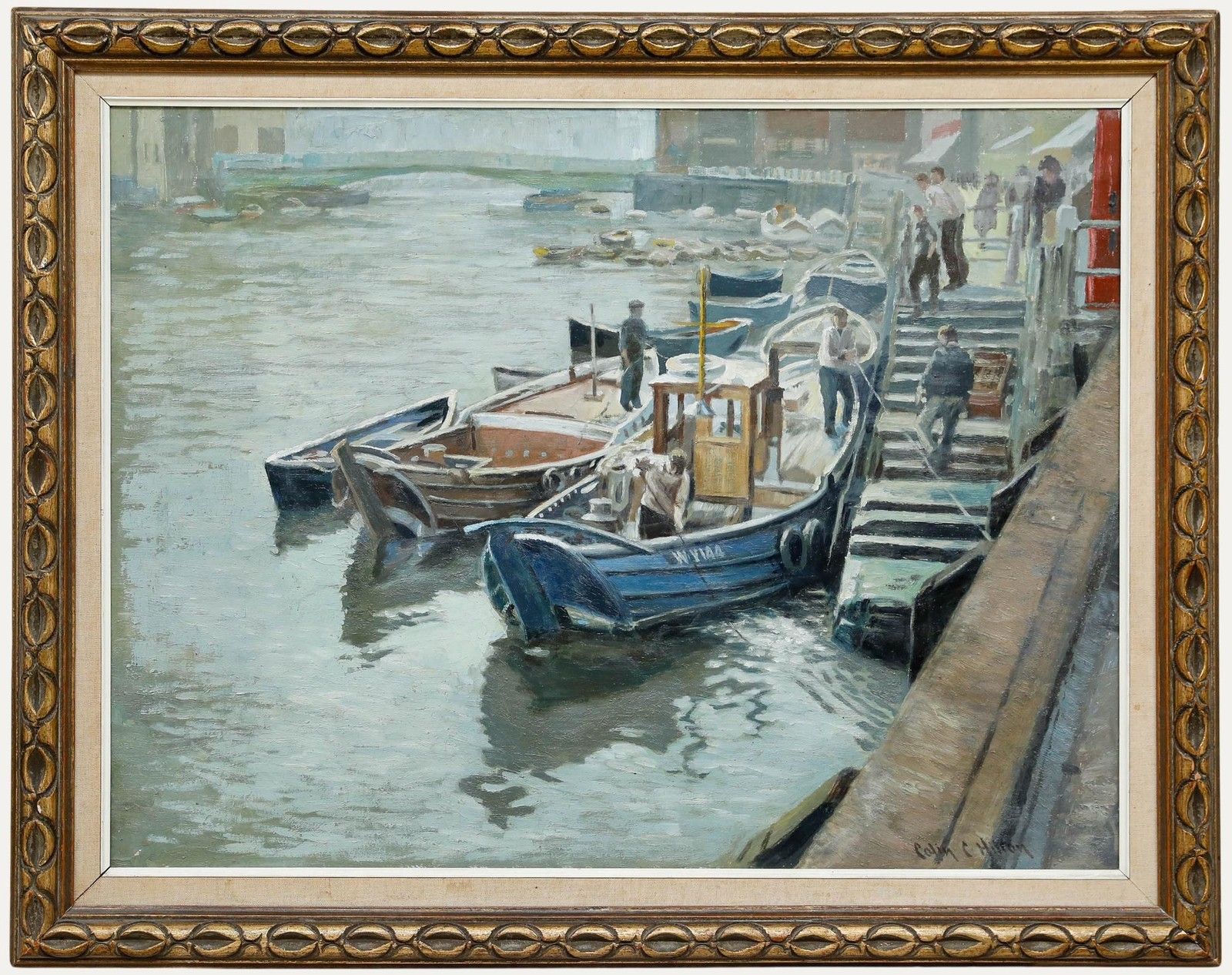 Colin Clough Hilton (1902 1984) Mid 20th Century Oil, In Whitby Harbour