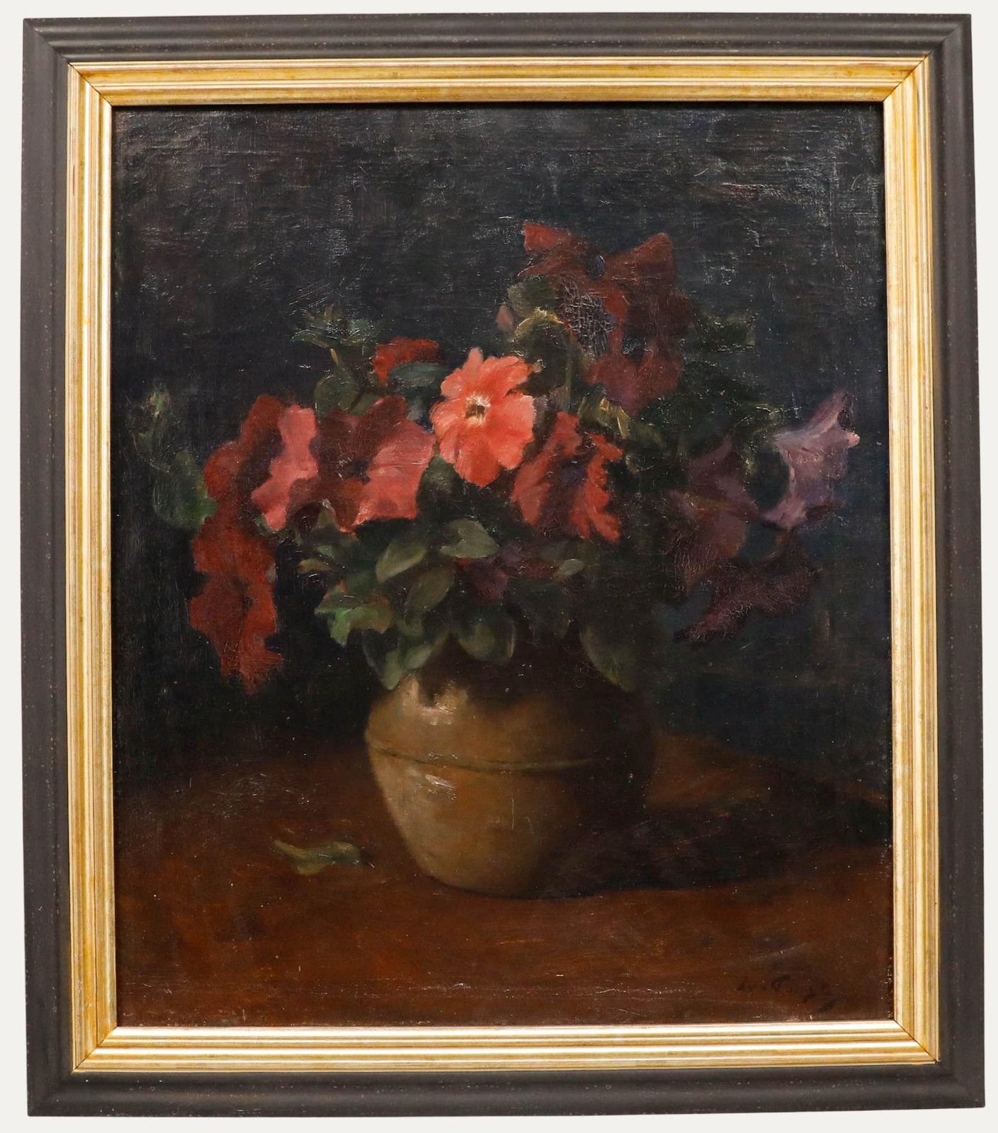 Lammert Van Der Tonge (1871 1937) Framed Early 20th Century Oil, Petunias