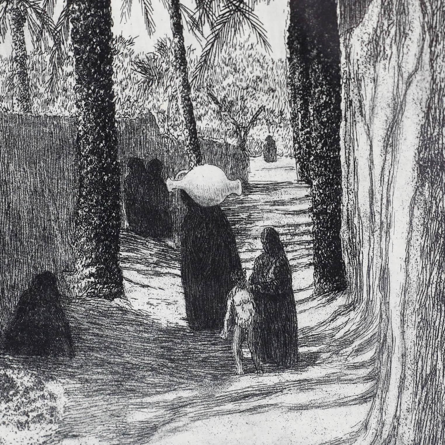 Framed Early 20th Century Etching By The Palm Trees photo 250.0