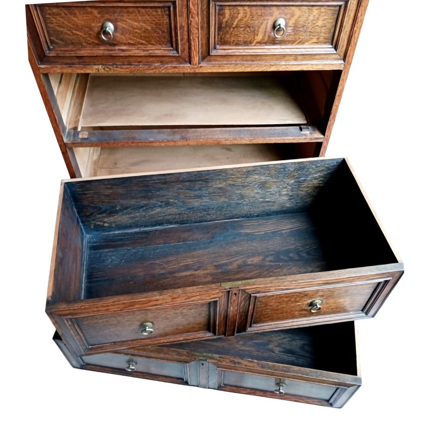 An Attractive Antique Solid Oak Four Chest Drawers photo for sale