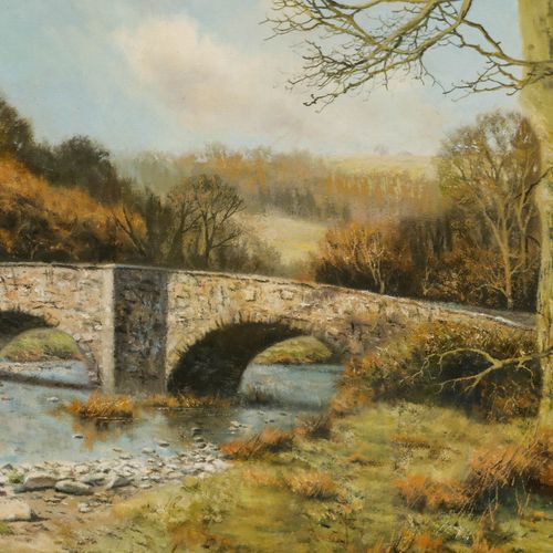 Tony Wooding (B.1969)  20th Century Oil, Stone Bridge In Winter photo Art