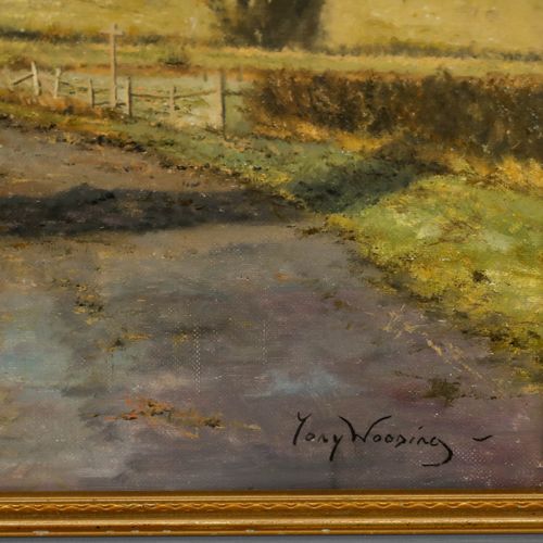 Tony Wooding (B.1969)  20th Century Oil, Stone Bridge In Winter photo vinterior
