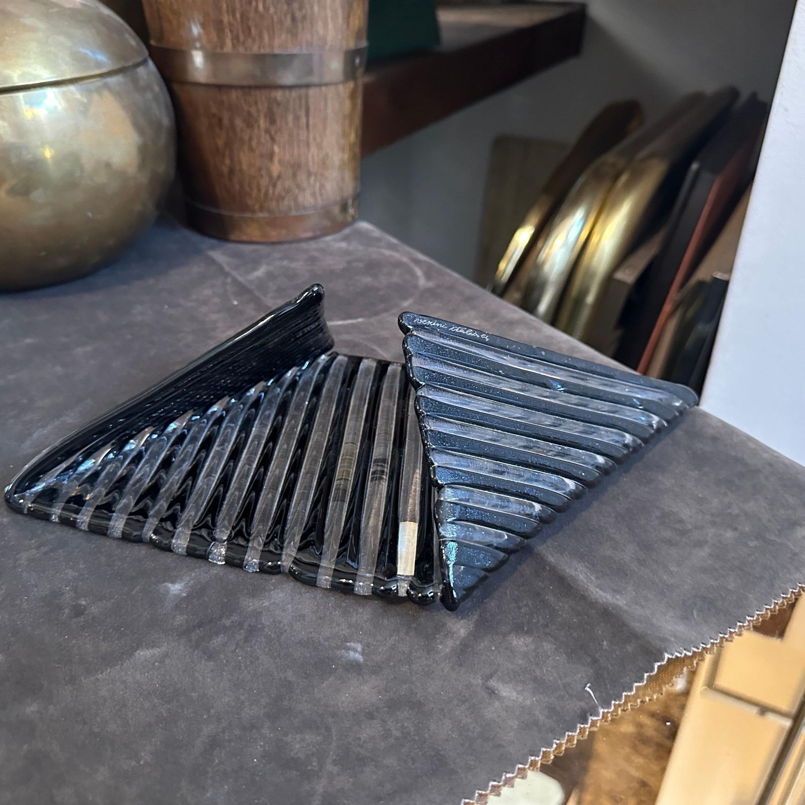 1984s Modernist Black Murano Glass Vide Poche By Venini photo Home Decor