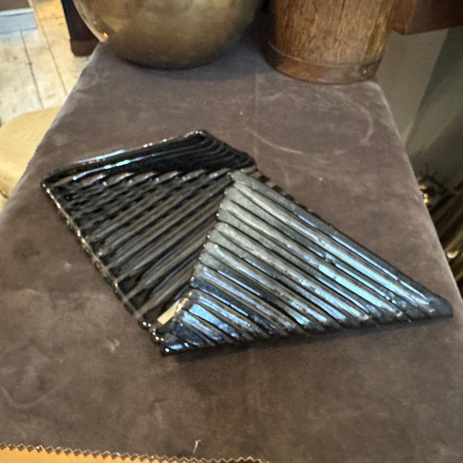 1984s Modernist Black Murano Glass Vide Poche By Venini photo vinterior