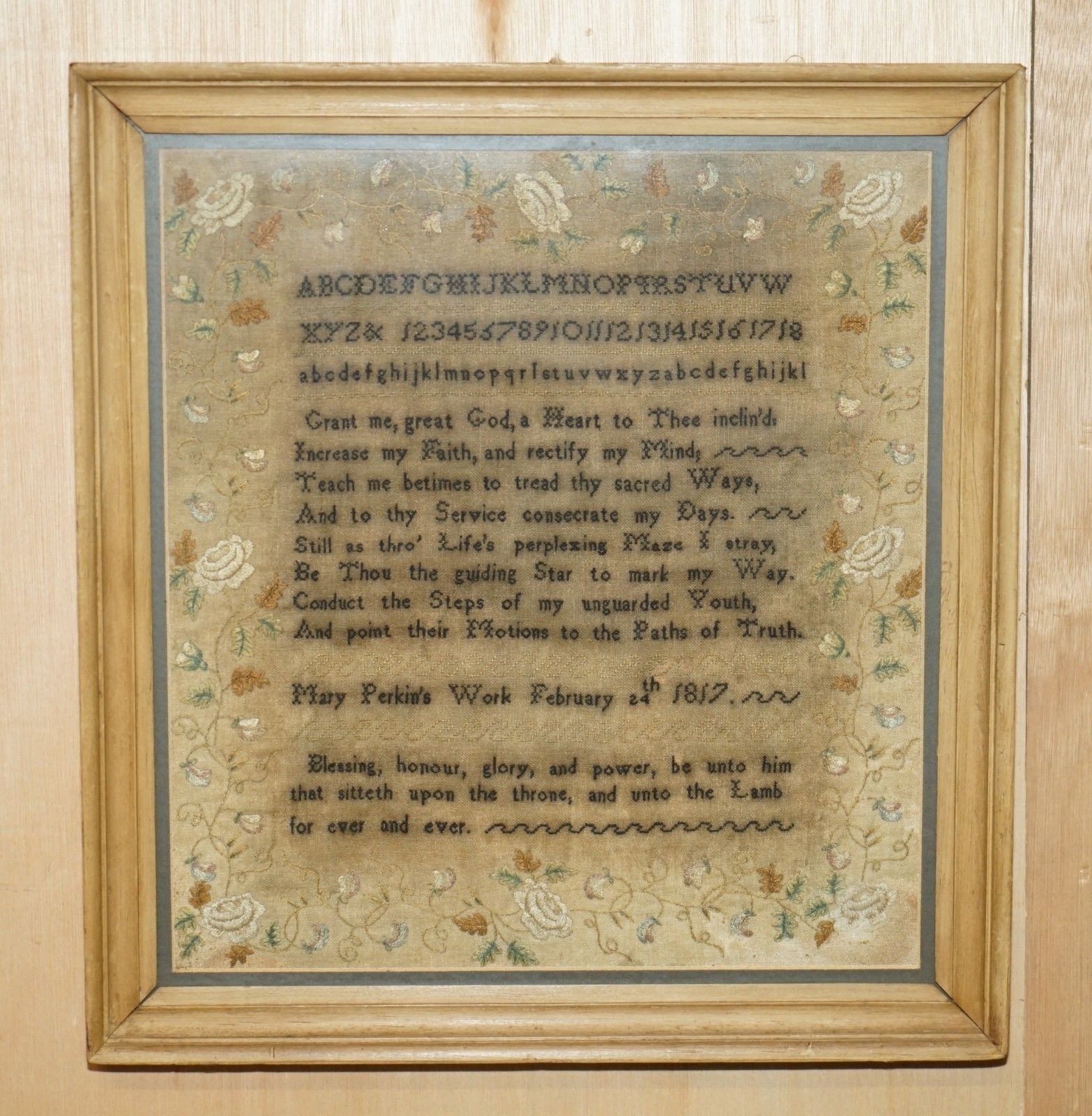 Collectable Antique Antique 1817 Mary Perkins George III Needlework Sampler photo furniture