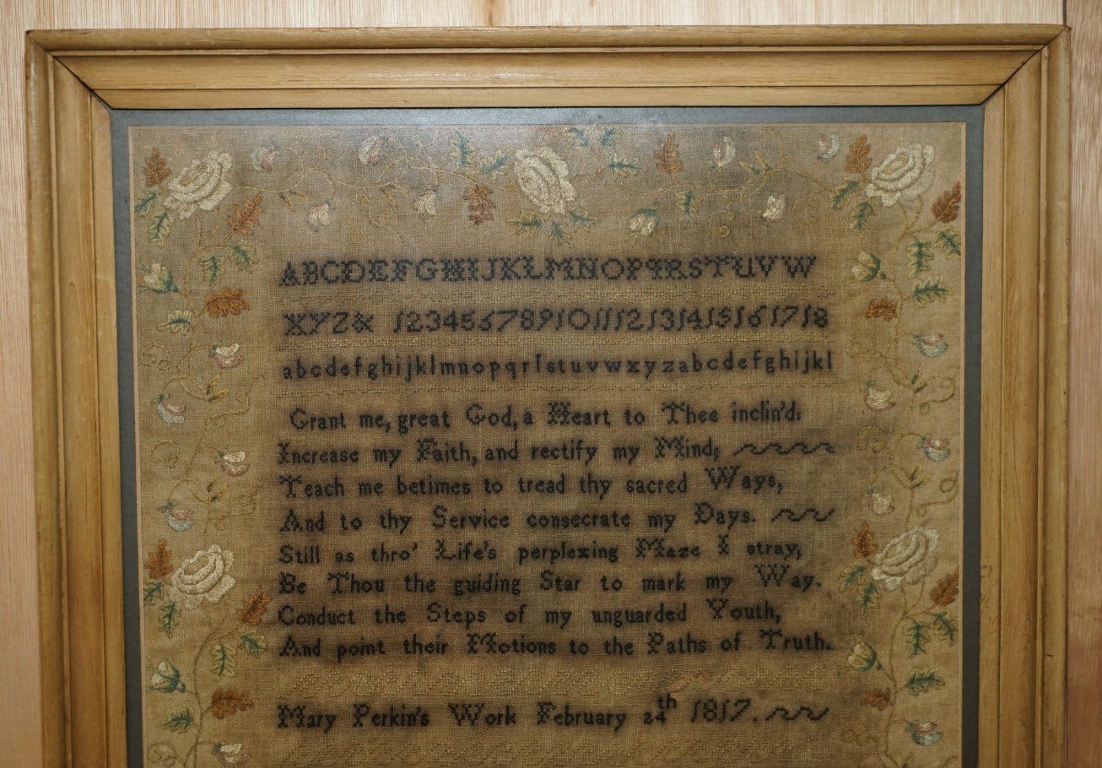 Collectable Antique Antique 1817 Mary Perkins George III Needlework Sampler photo for sale