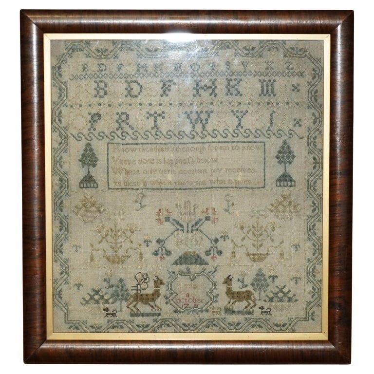 Collectable Antique Antique 1791 George III Needlework Sampler Original Stamped