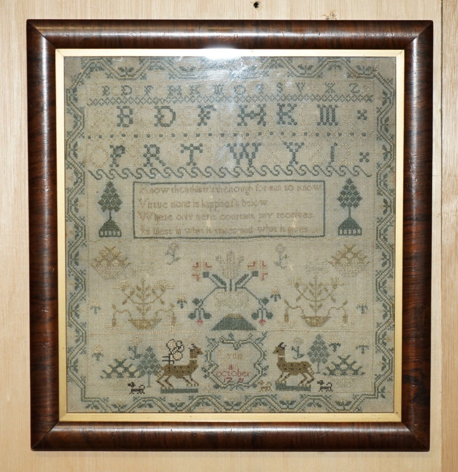 Collectable Antique Antique 1791 George III Needlework Sampler Original Stamped photo furniture