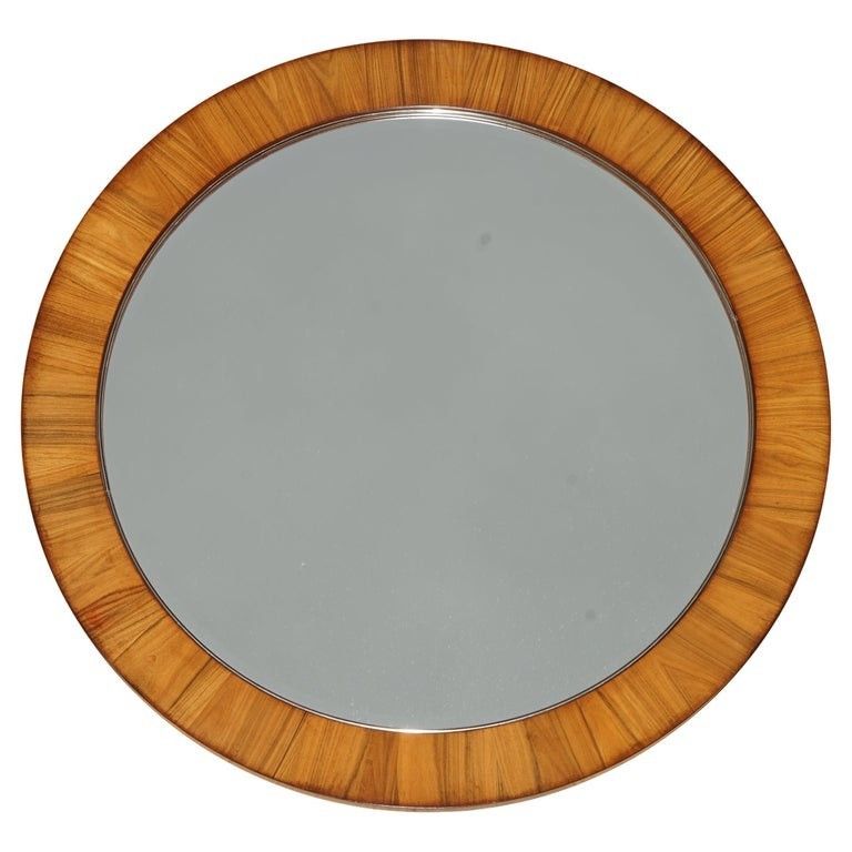Large 111cm Wide Contemporary Rosewood Framed Round Wall Mirror
