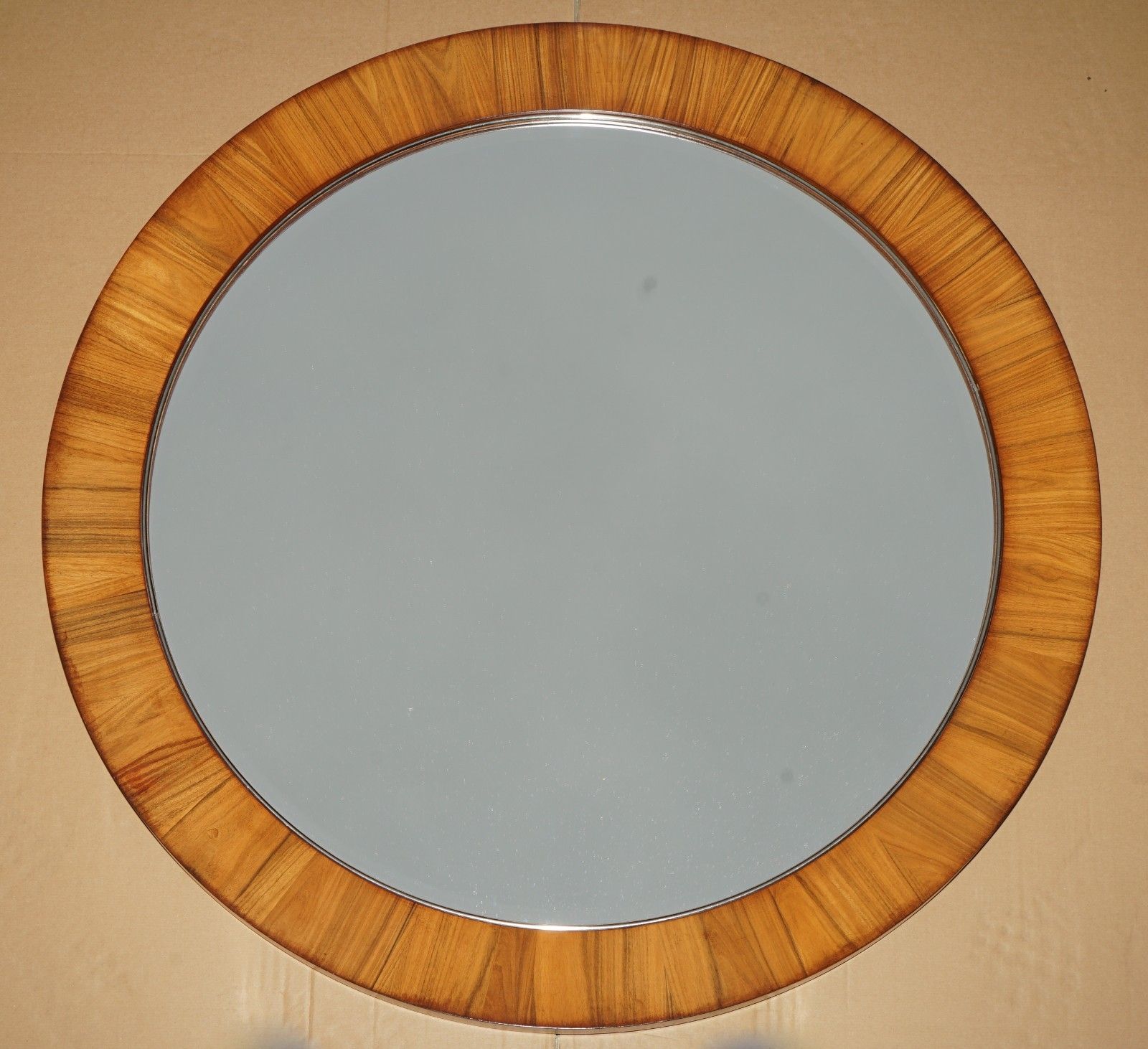 Large 111cm Wide Contemporary Rosewood Framed Round Wall Mirror photo furniture