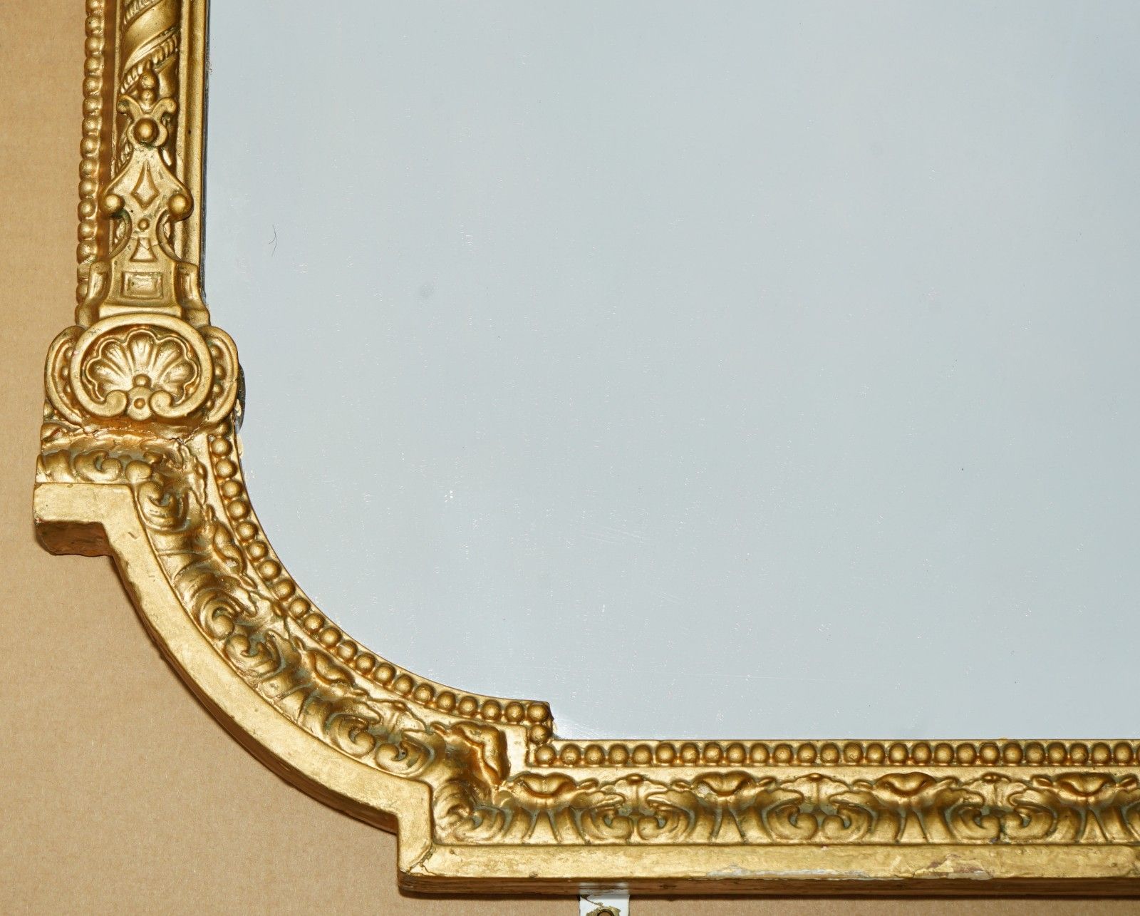 Exquisite Antique 19th Century Neoclassical Design Gold Gilt Overmantle Mirror photo 2750.0
