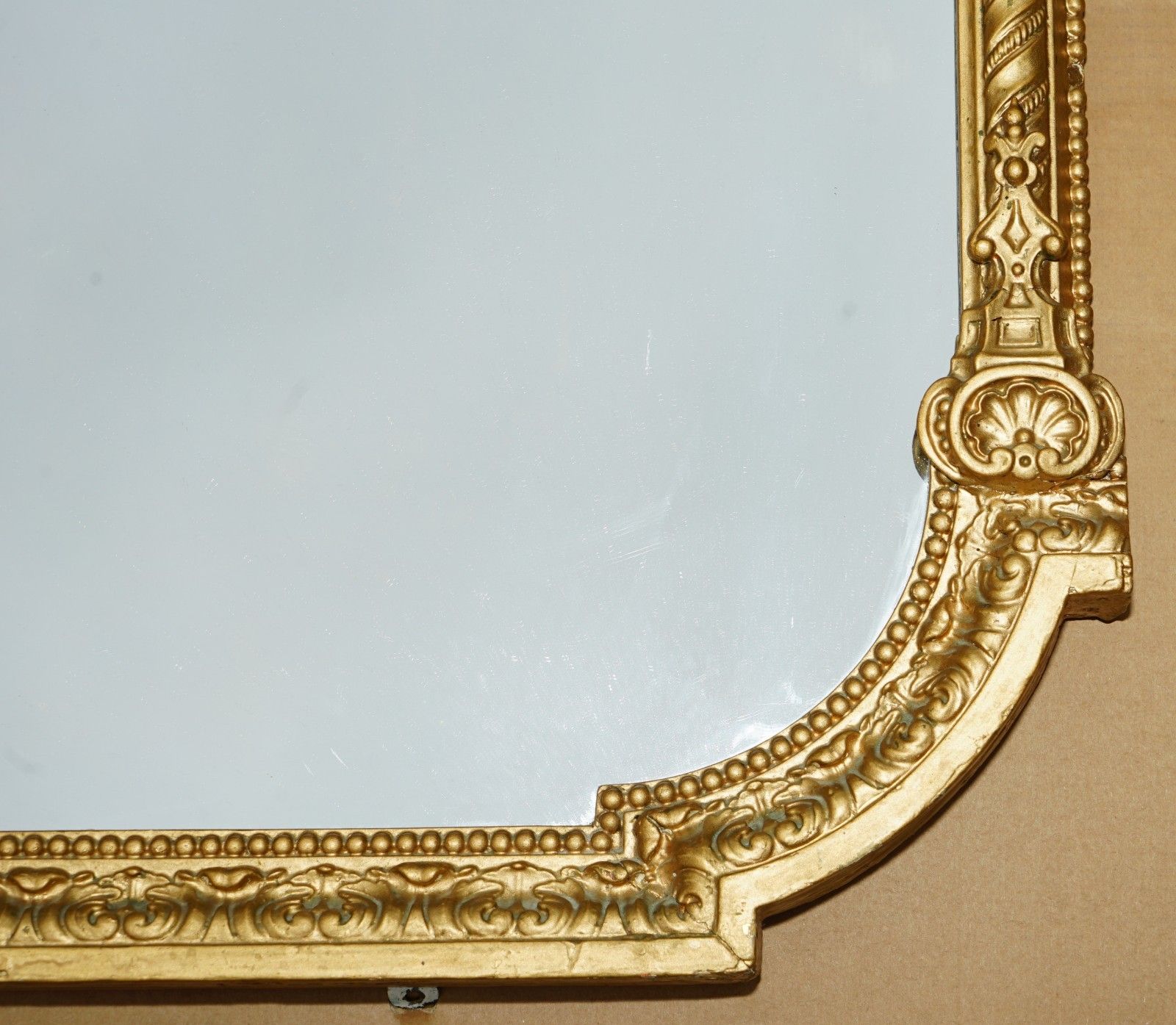 Exquisite Antique 19th Century Neoclassical Design Gold Gilt Overmantle Mirror photo vinterior