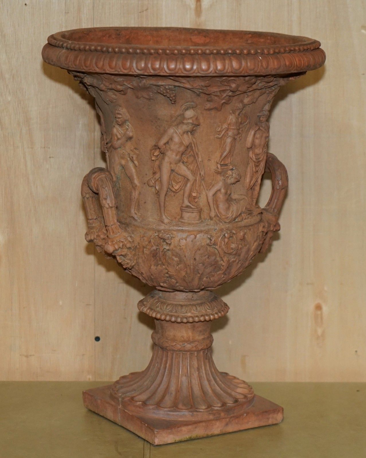 Antique Pair Of 1880 Medicis Frescoes Of Greek Mythology Terracotta Plant Vases photo furniture
