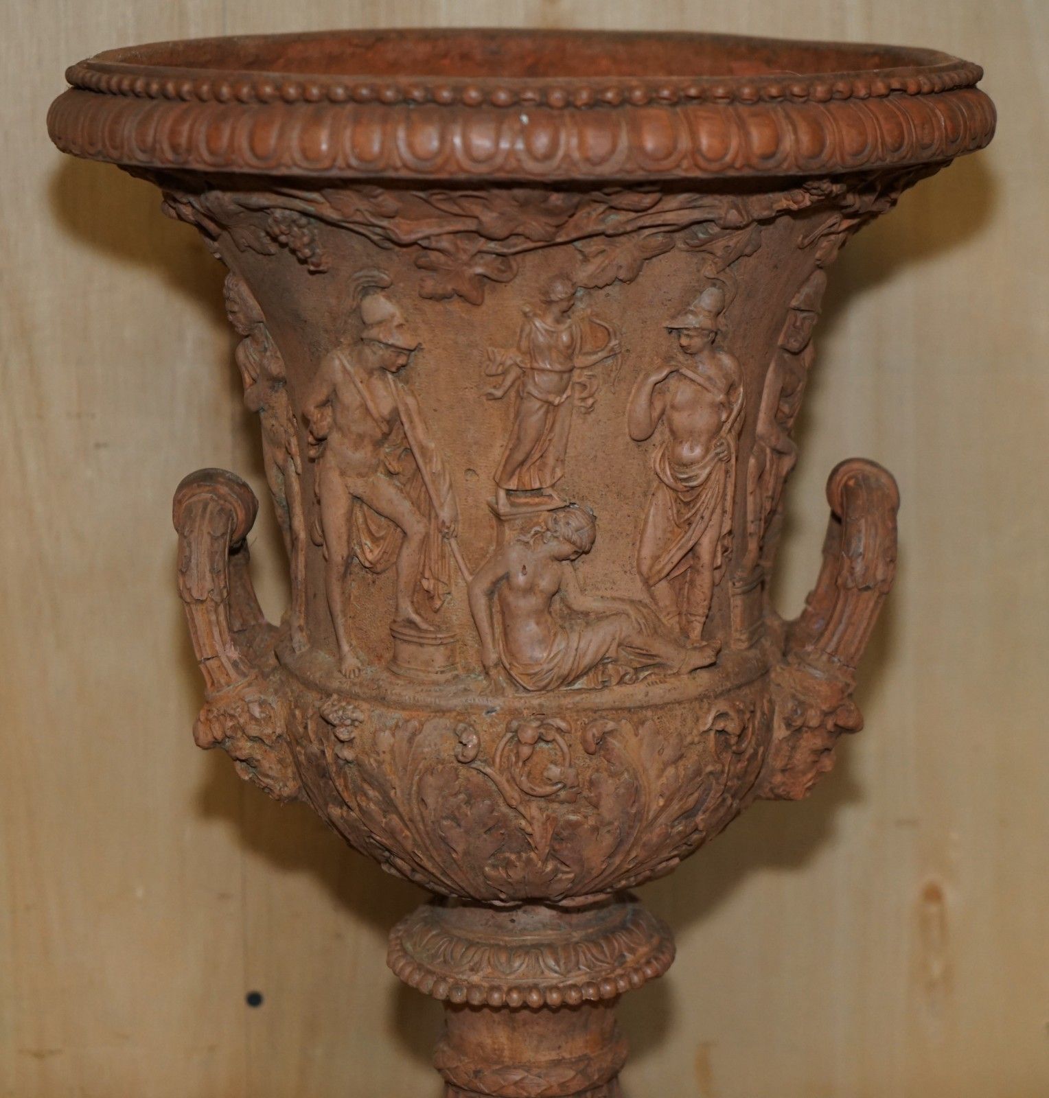 Antique Pair Of 1880 Medicis Frescoes Of Greek Mythology Terracotta Plant Vases photo Garden Decor