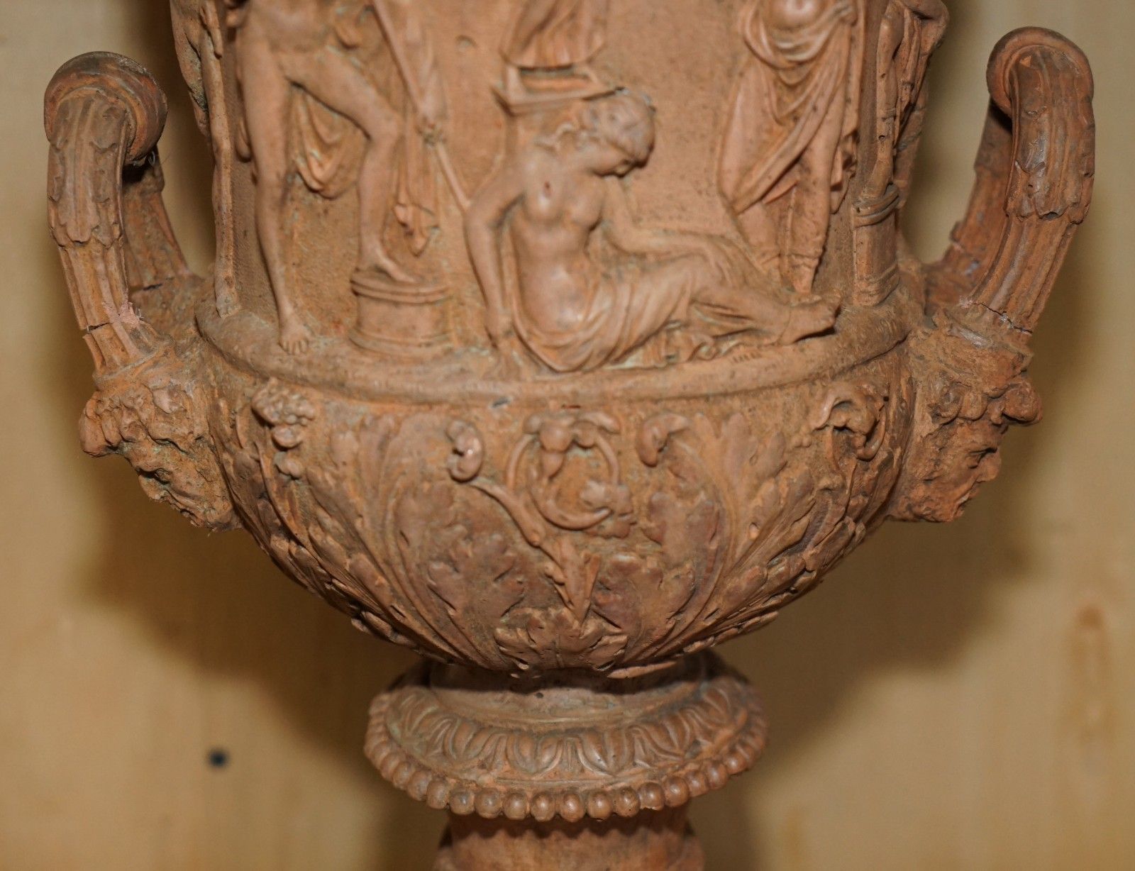 Antique Pair Of 1880 Medicis Frescoes Of Greek Mythology Terracotta Plant Vases photo buy