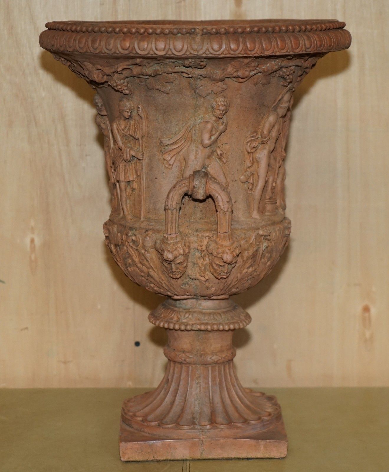photo furniture Antique Pair Of 1880 Medicis Frescoes Of Greek Mythology Terracotta Plant Vases