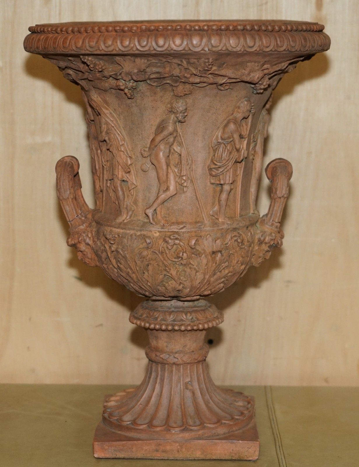 Garden Decor Antique Pair Of 1880 Medicis Frescoes Of Greek Mythology Terracotta Plant Vases photo