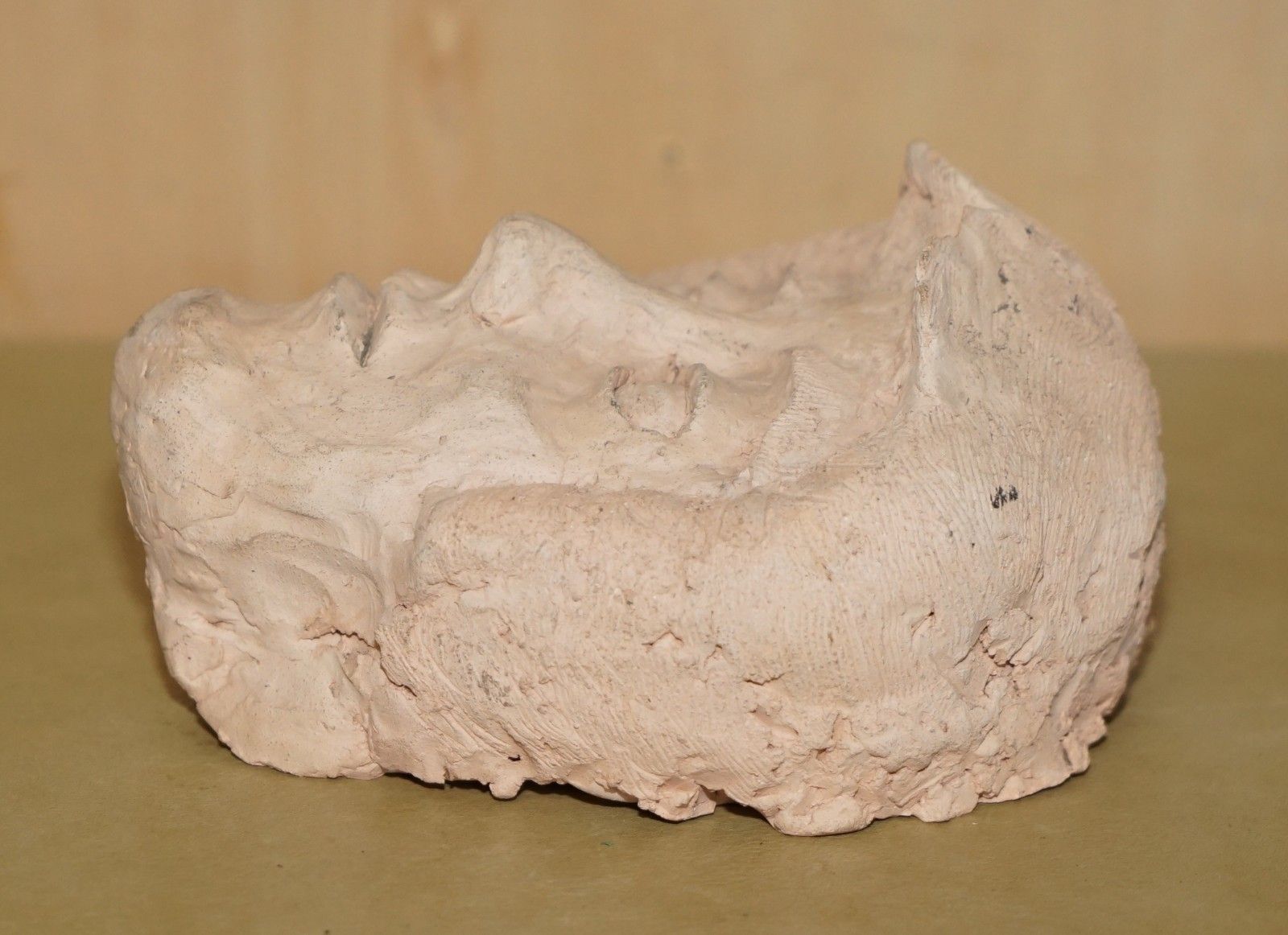 Vintage Hand Made Clay Terracotto Colour Sculpture Of A Face Mask photo Art