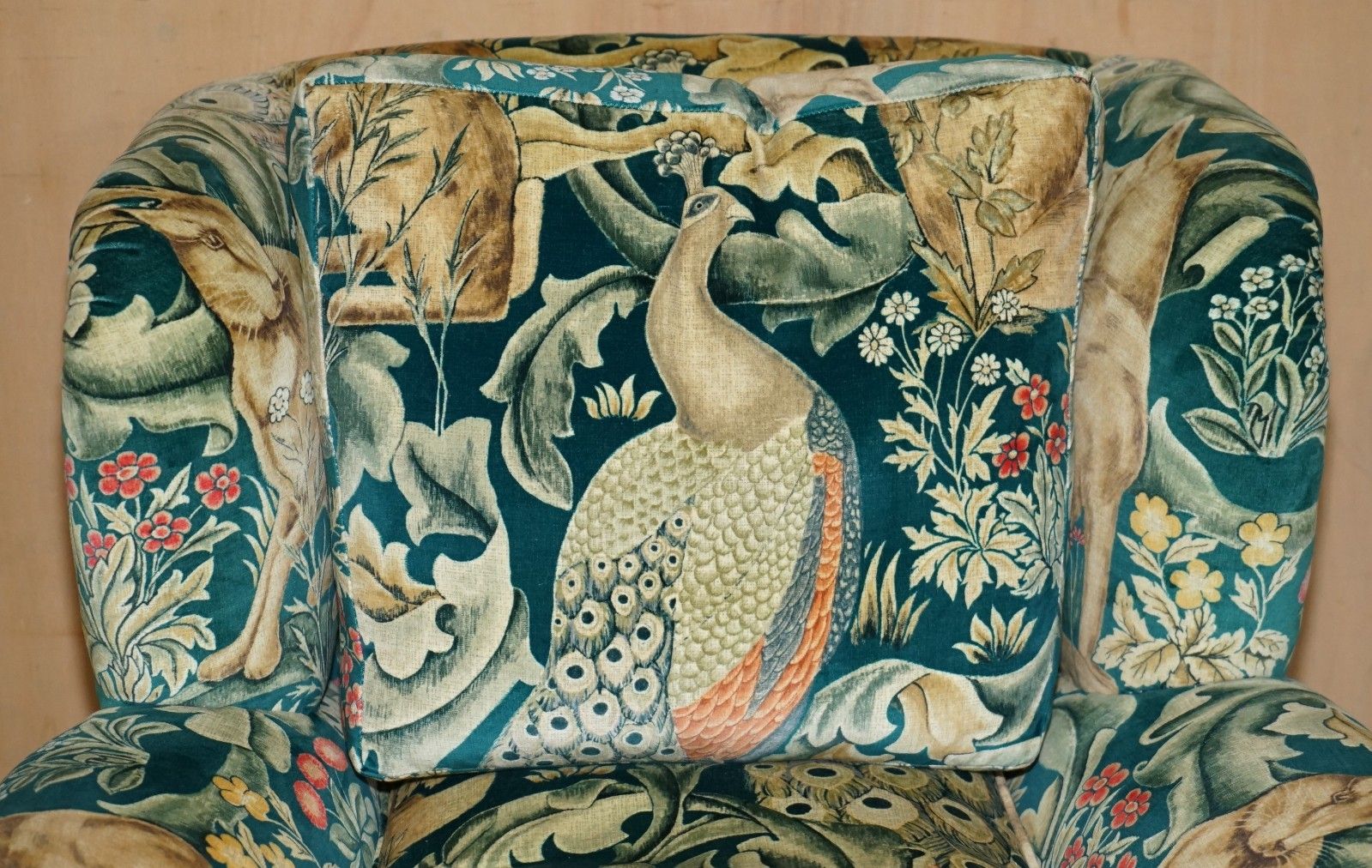 photo furniture Vintage William Morris Forest Velvet 1960's Club Armchair With Feather Cushions