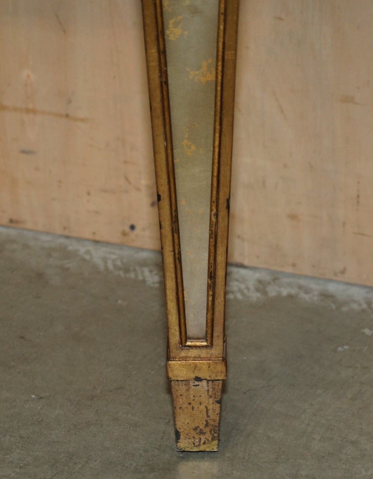 Theodore Alexander Eglomise Demilune Console Table Venetian Gold Gilt Finish photo vintage