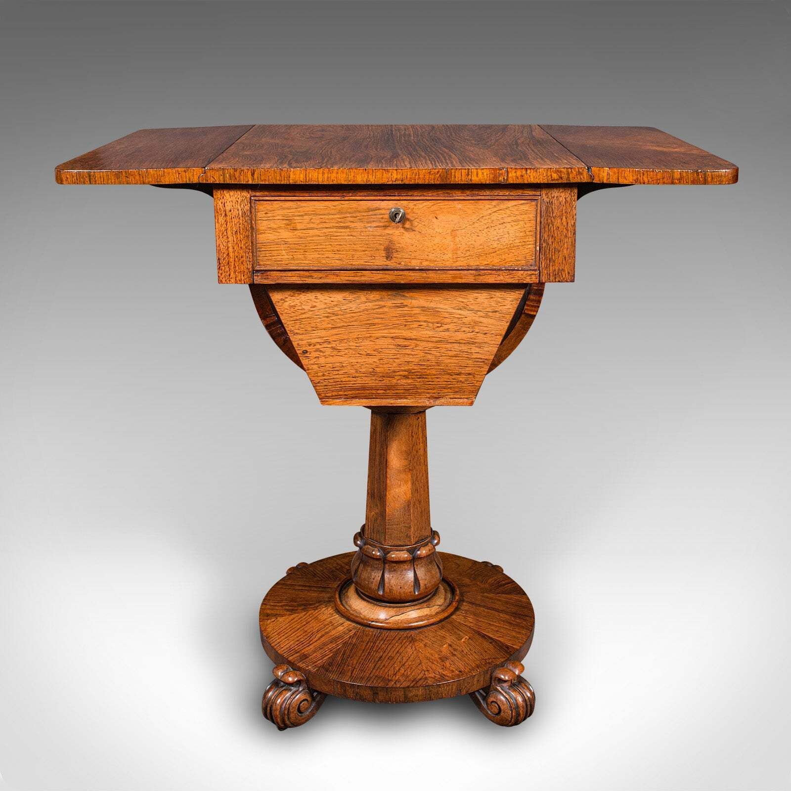Antique Ladies Work Table, English, Drop Leaf, Sewing, Games, William IV, C.1835 photo Furniture