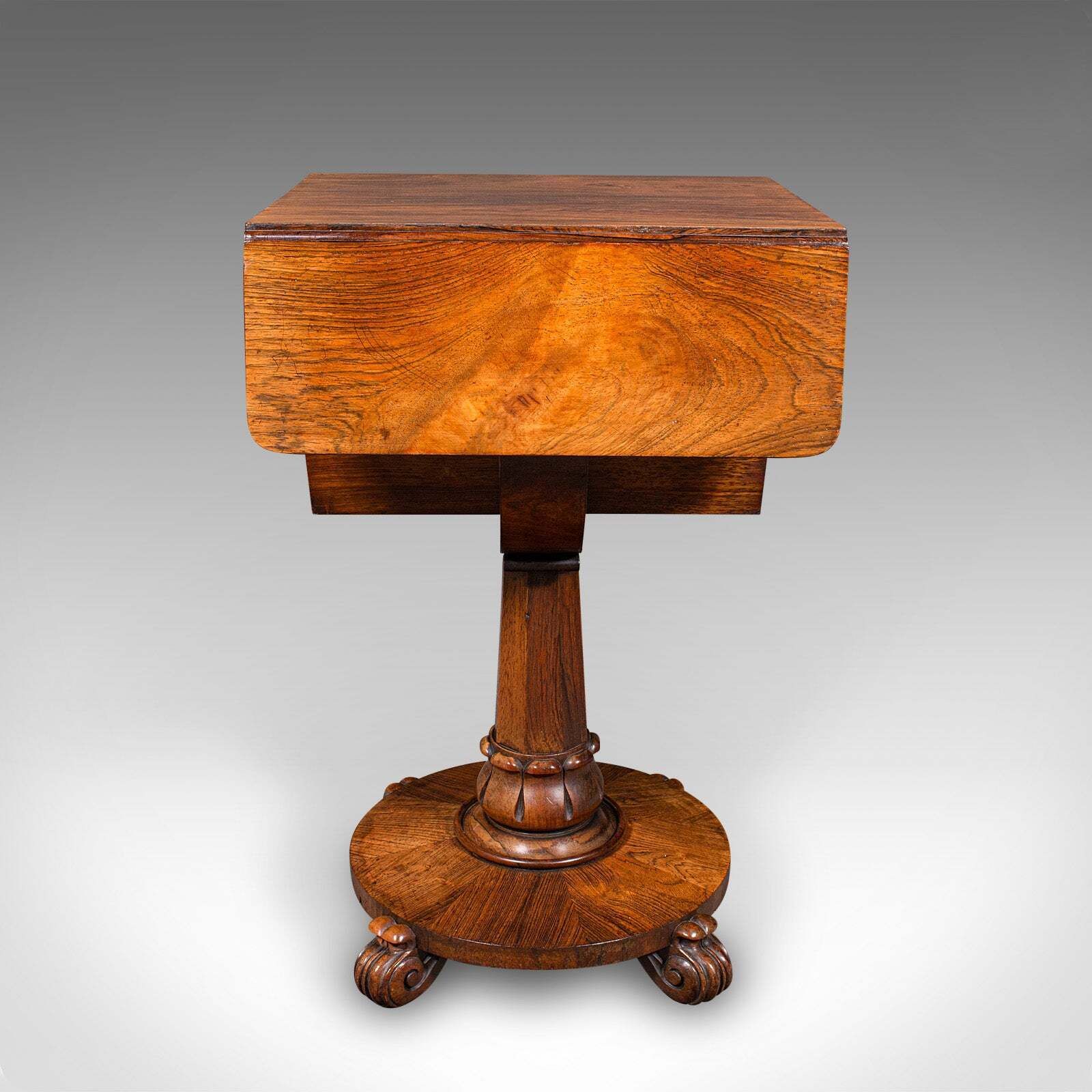 Antique Ladies Work Table, English, Drop Leaf, Sewing, Games, William IV, C.1835 photo vintage