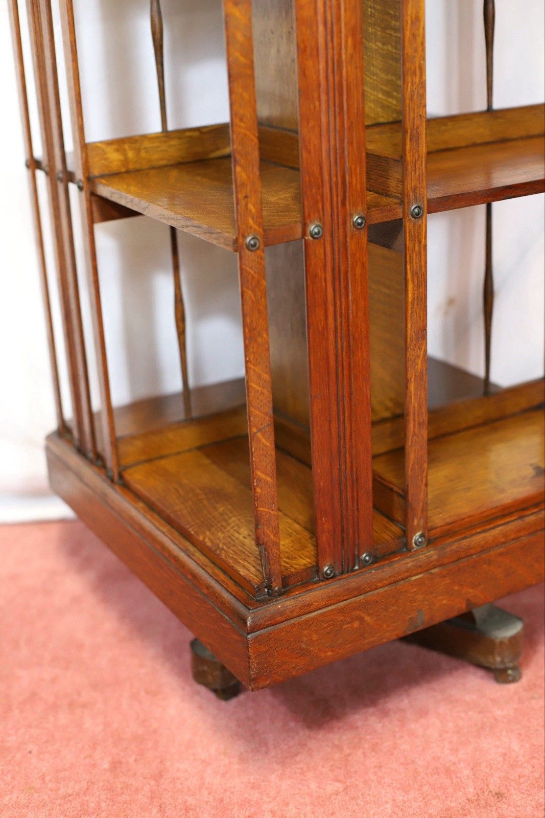 1100.0 Beautiful Victorian Oak Revolving Bookcase. photo