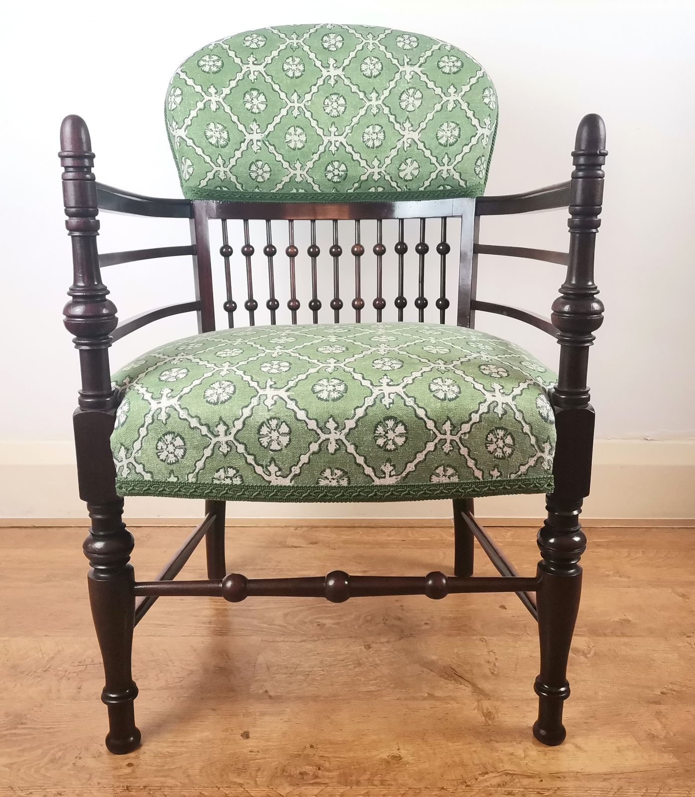 Arts & Crafts Mahogany Ball And Stick Tub Chair photo for sale