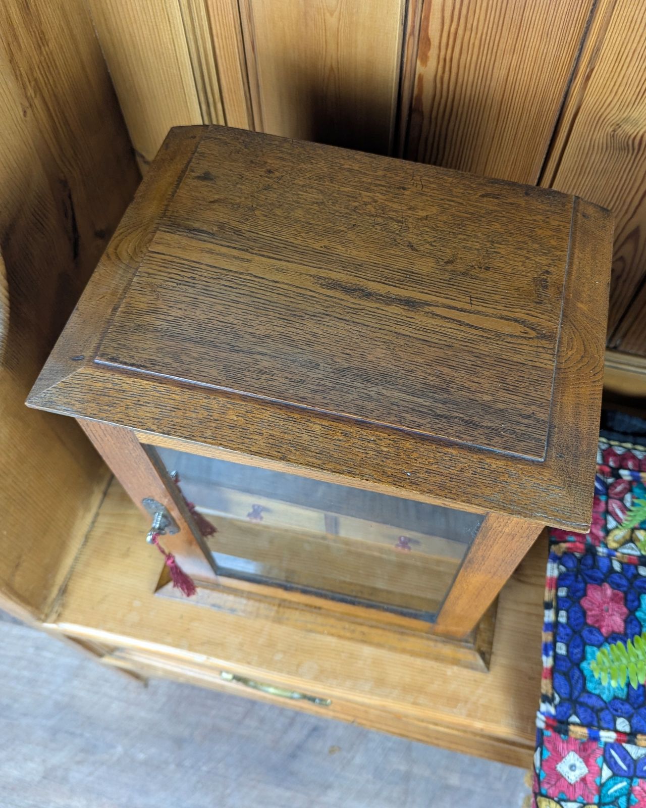 Honey Oak Early 20th Century Tobacco / Pipe Cabinet photo vintage