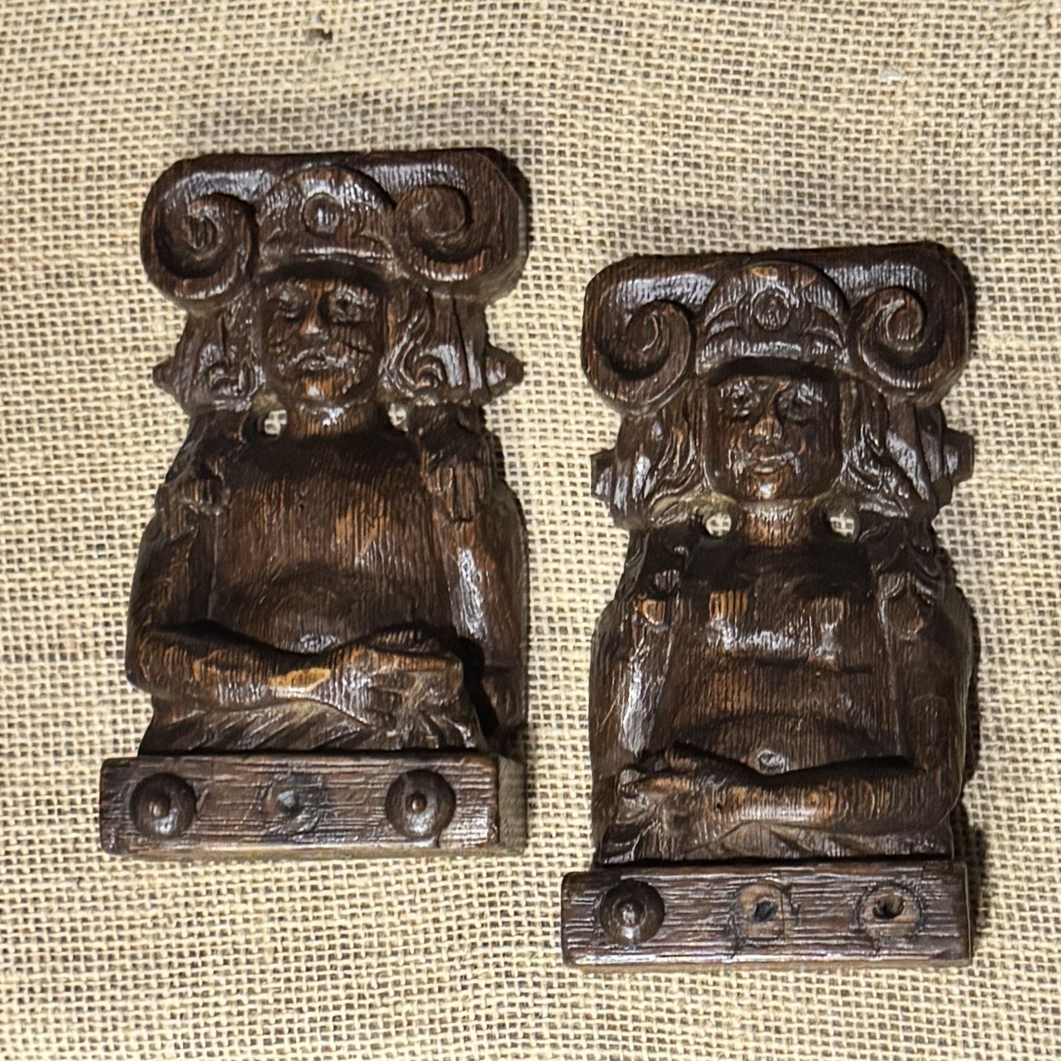 Pair Of 18th Century Oak Caryatids