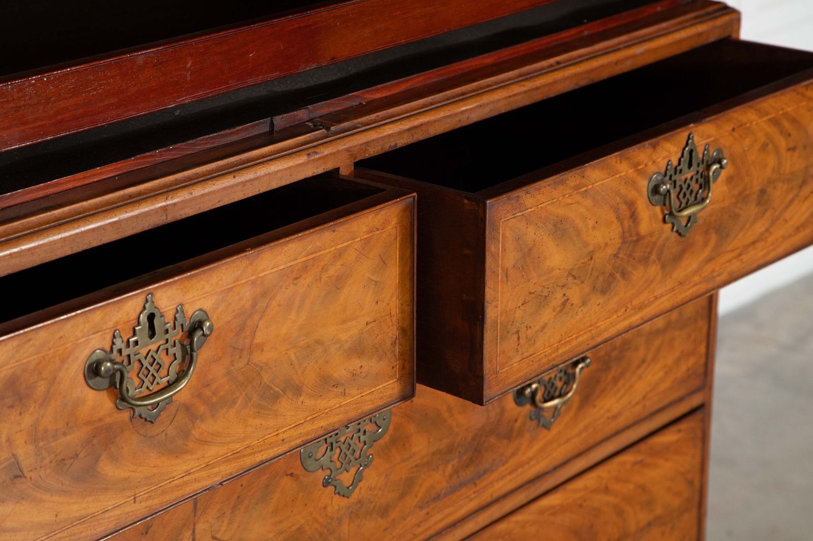 photo for sale Georgian English Arched Mahogany Inlaid Linen Press