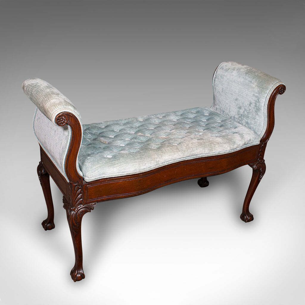 Antique Window Seat, English, Walnut, Duet, Bench, Georgian Revival, Edwardian