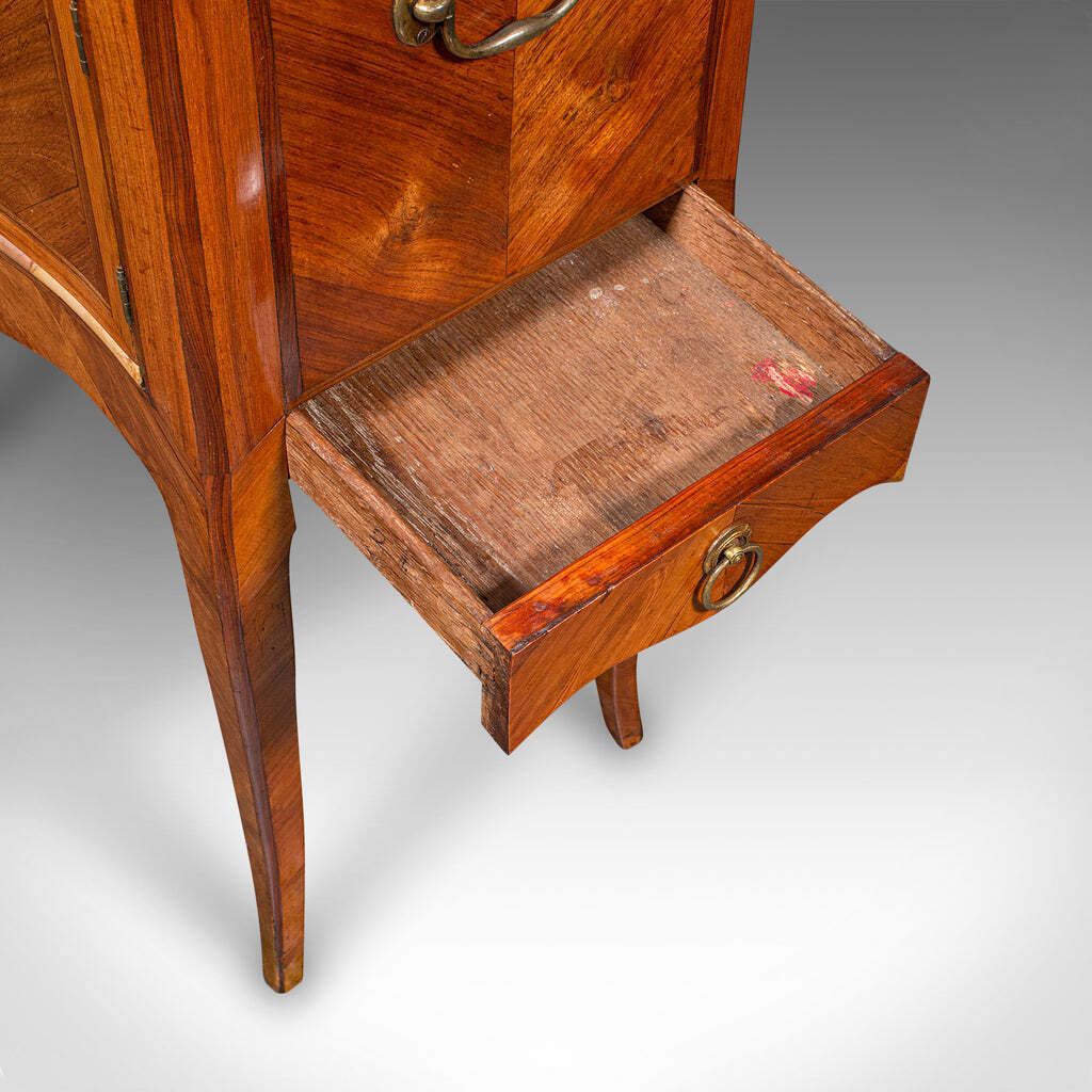 photo furniture Antique Side Table, Italian, Kingwood, Marble, Bedside Nightstand, Victorian