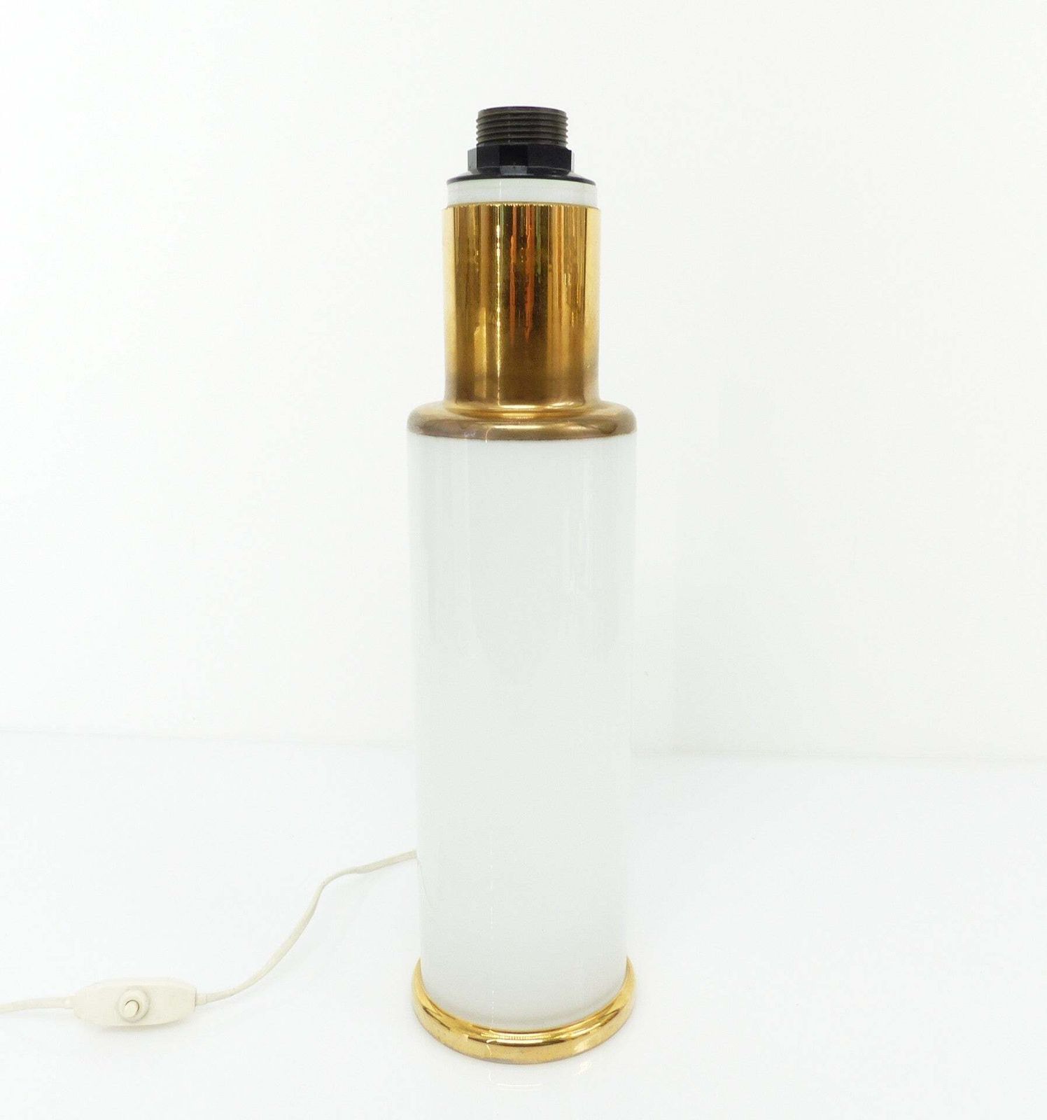 White Opaline Glass Lamp Base, Uno & östen Kristiansson For Luxus Sweden 1970 photo for sale