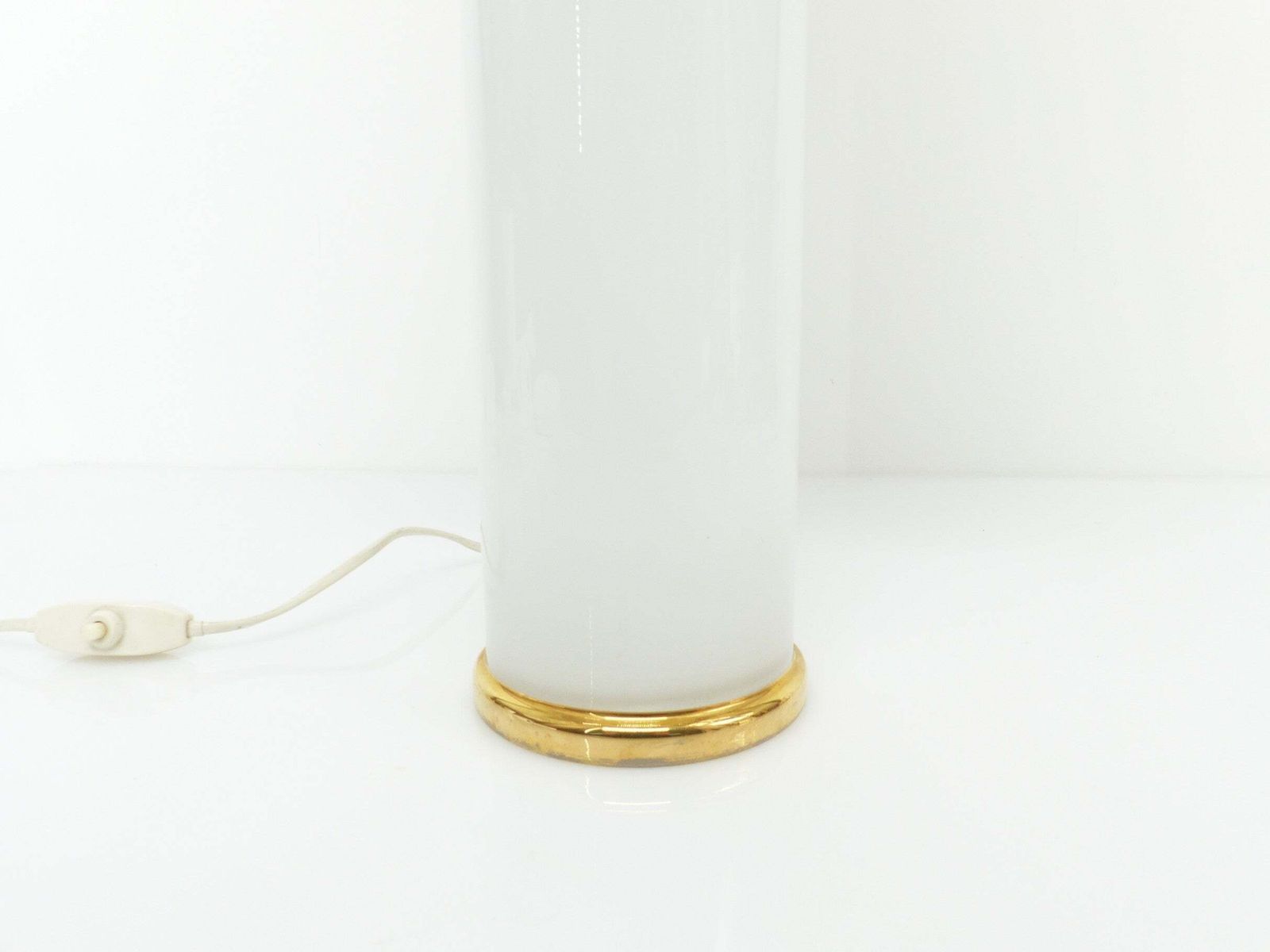 White Opaline Glass Lamp Base, Uno & östen Kristiansson For Luxus Sweden 1970 photo Lighting