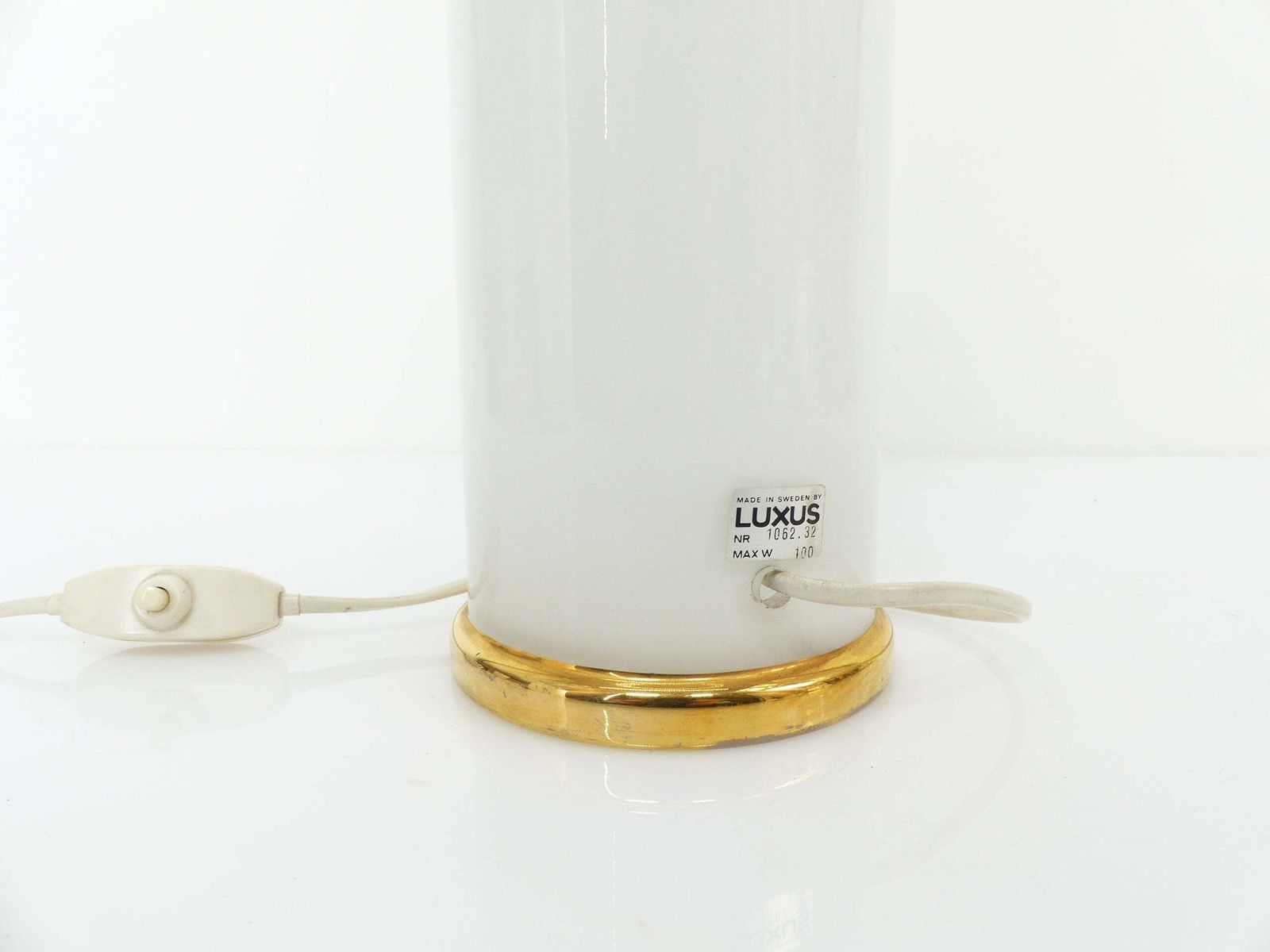 White Opaline Glass Lamp Base, Uno & östen Kristiansson For Luxus Sweden 1970 photo buy