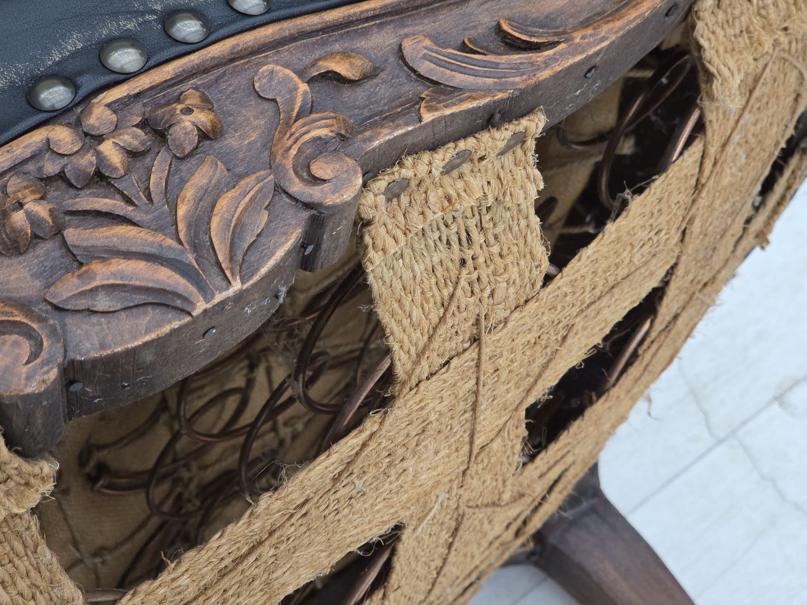 620.0 1930s, Danish Armchair, Furniture Leather, Ash Wood, Furniture Mesh, Reupholstered. photo
