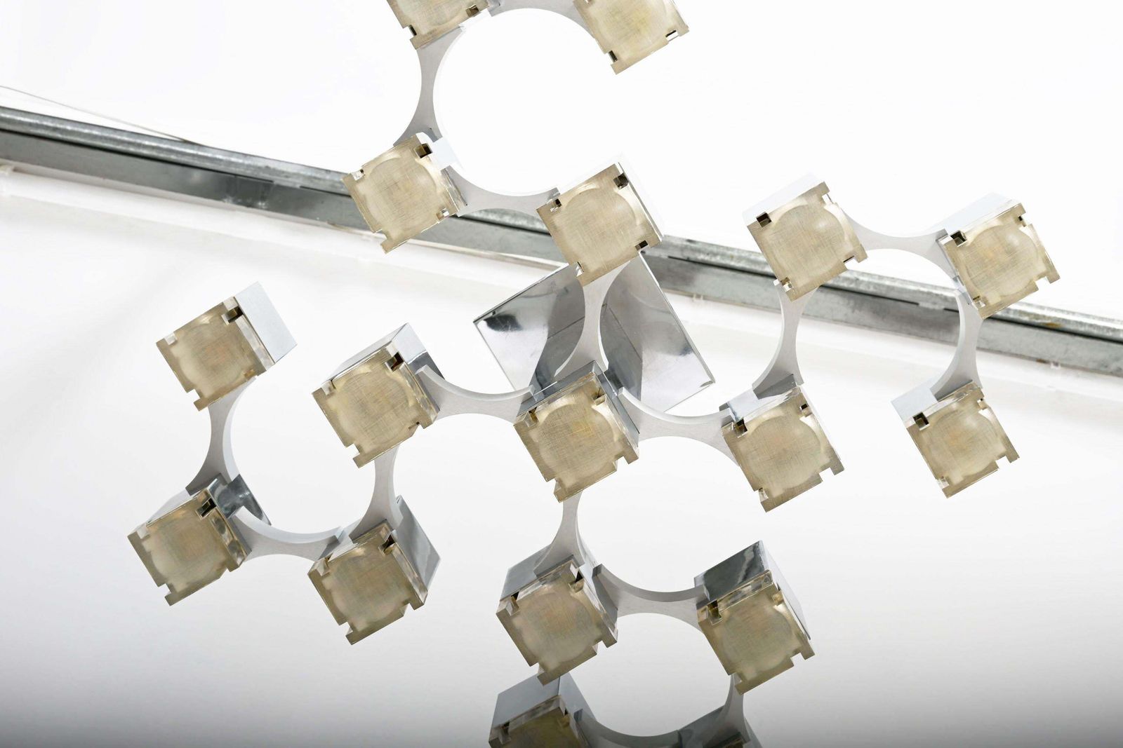 Large Gaetano Sciolari "Cubic" Chandelier Flush Mounth photo 5526.0