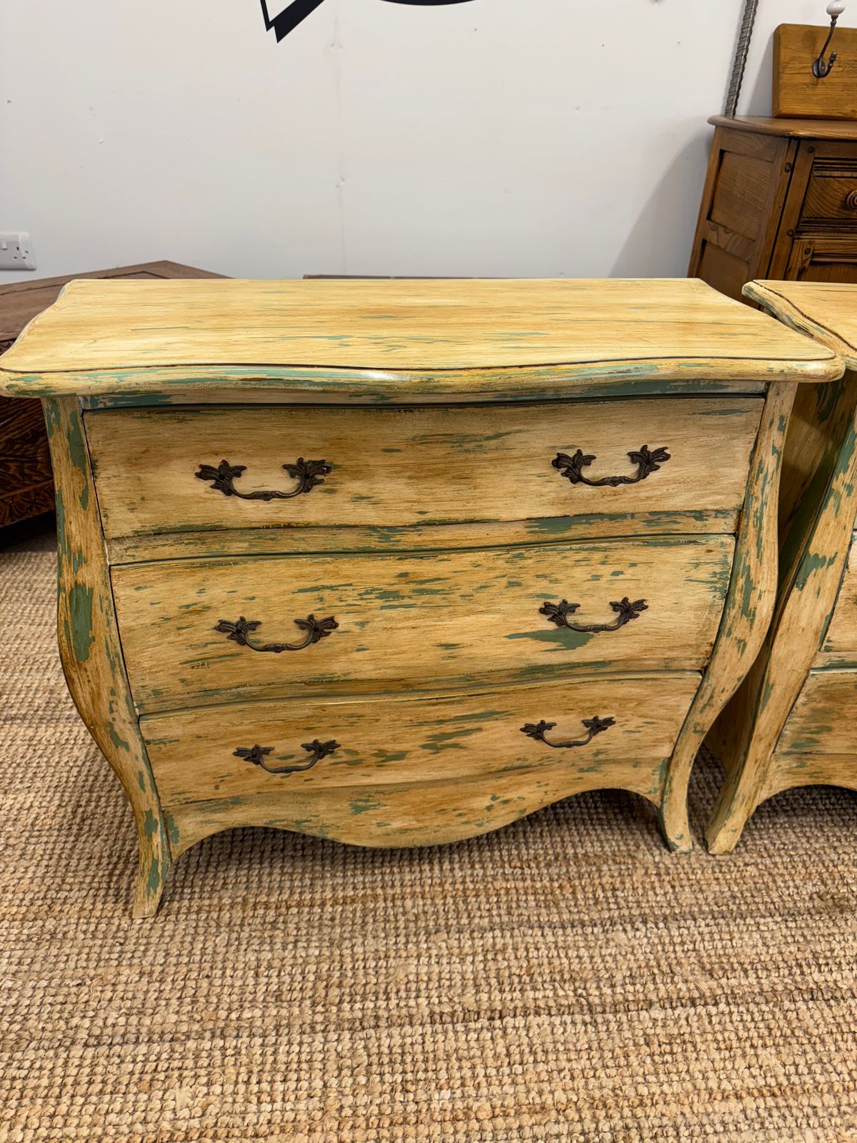 Pair Of Hand Painted Bombe Chest Of Drawers photo furniture