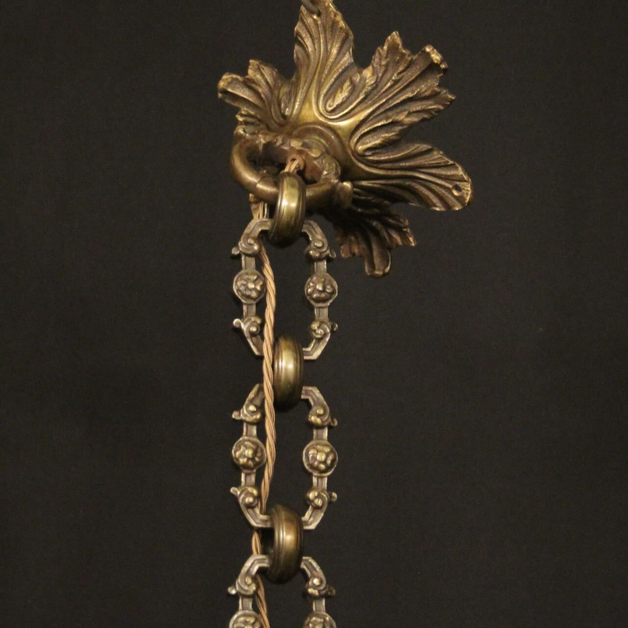 photo for sale French Bronze 8 Light Antique Chandelier