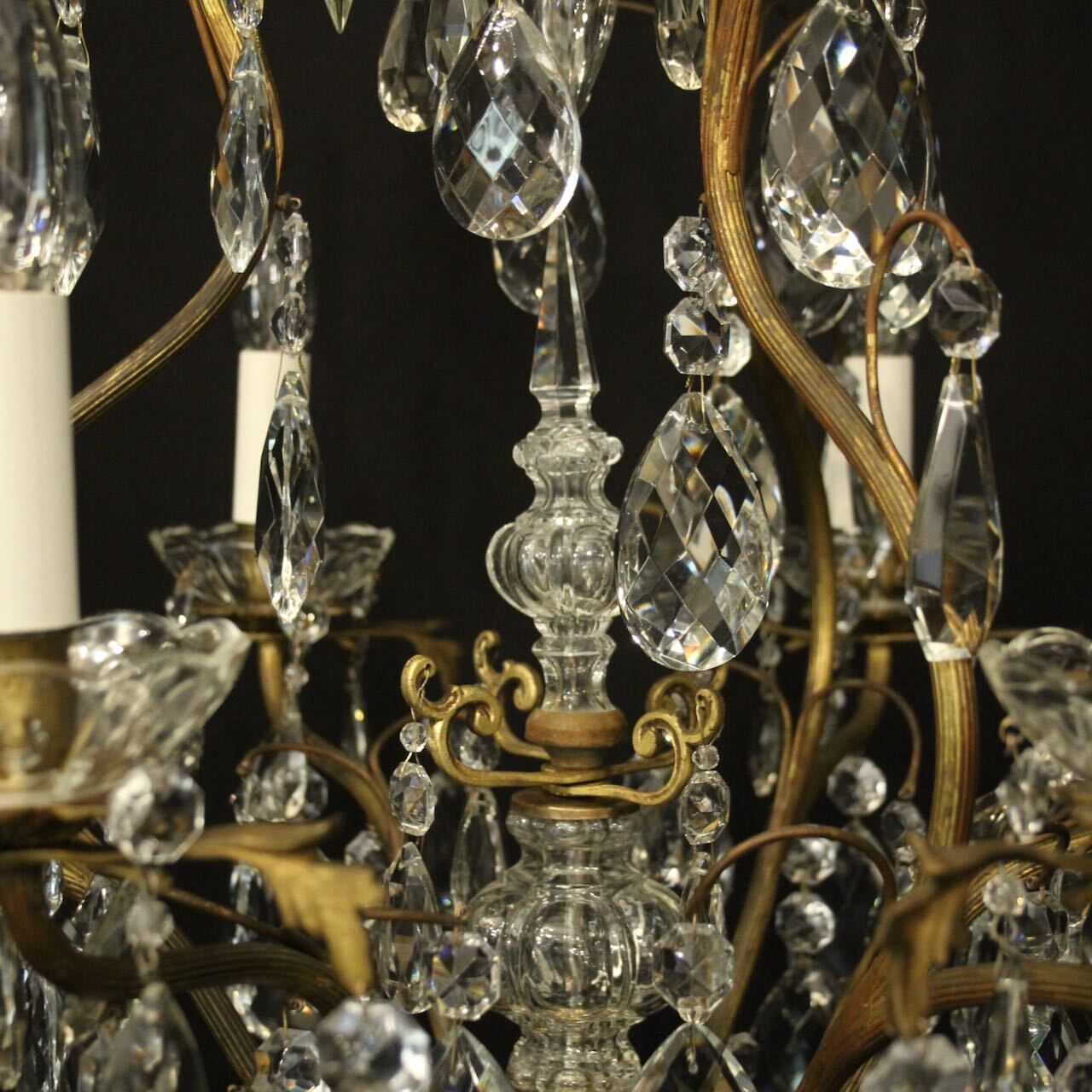 French Gilded 7 Light Antique Crystal Chandelier photo Lighting