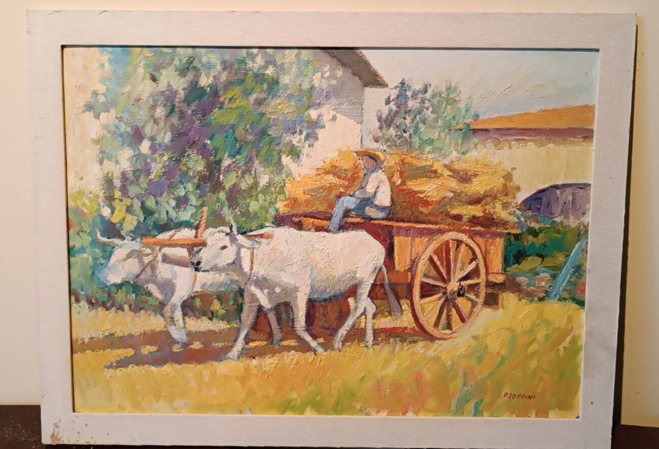 Oil Painting On Canvas From The 60s/70s Signed P.Coppini Tuscan Countryside