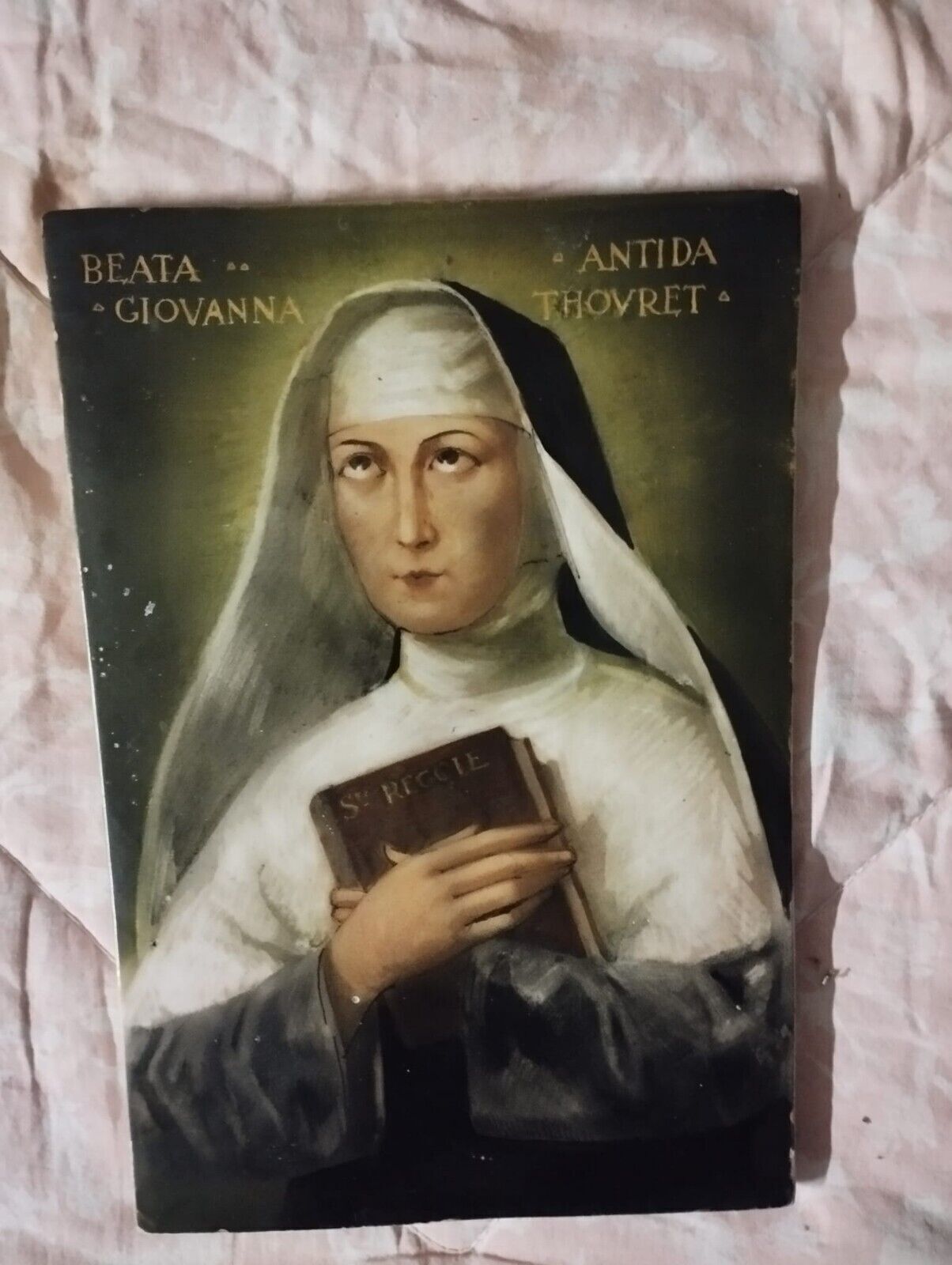 Painted Majolica Plaque Saint Giovanna Antida Thouret 19th Century photo vintage