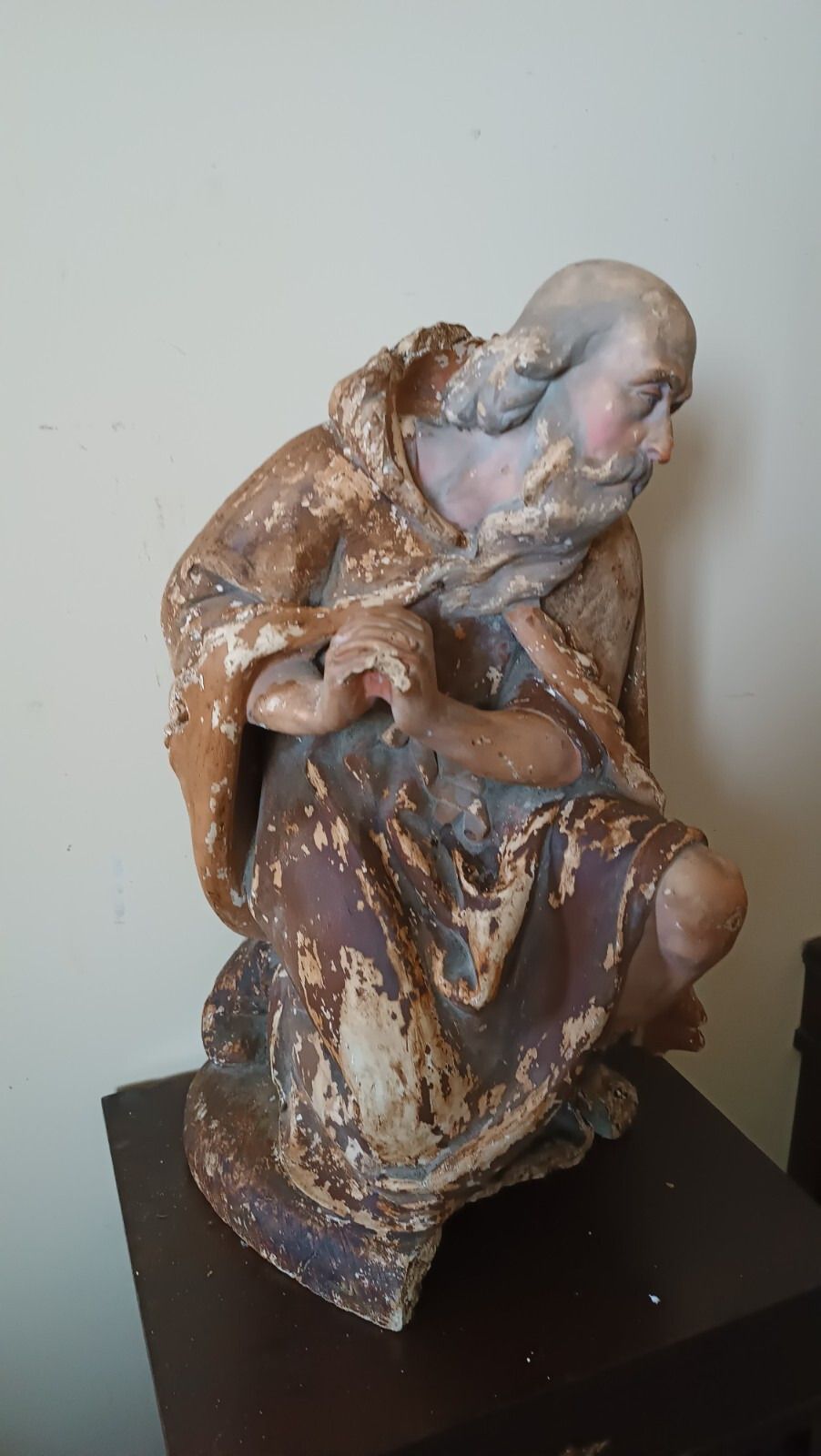 Large Plaster Sculpture, Nativity Shepherd From The Late 18th Century Lucca