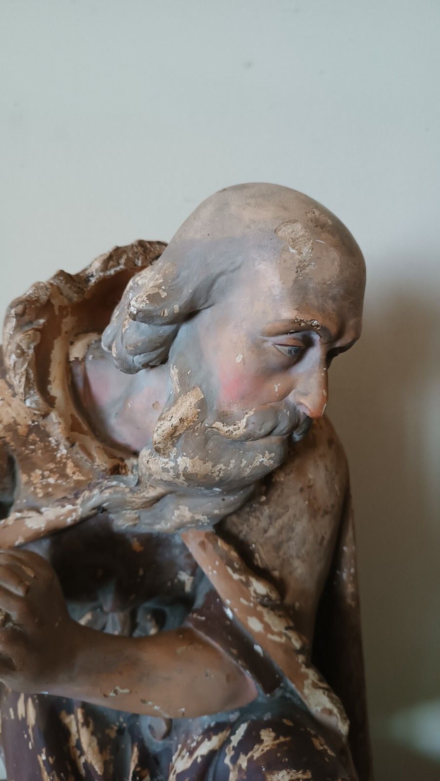 Large Plaster Sculpture, Nativity Shepherd From The Late 18th Century Lucca photo vinterior
