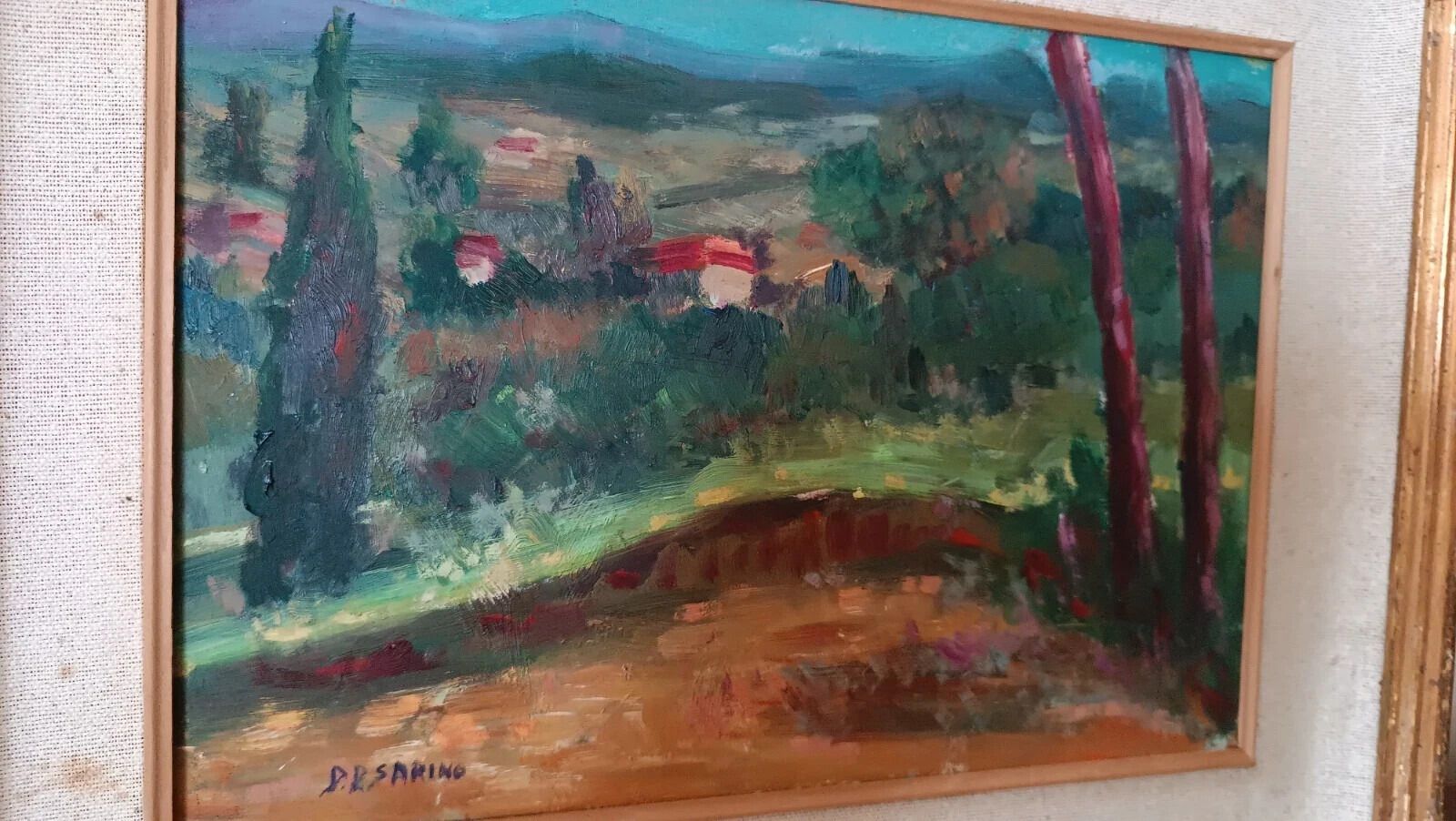 Painting Nature Still Papalia Sarino (1898/1958 Oil On Board Paesaggio photo vinterior