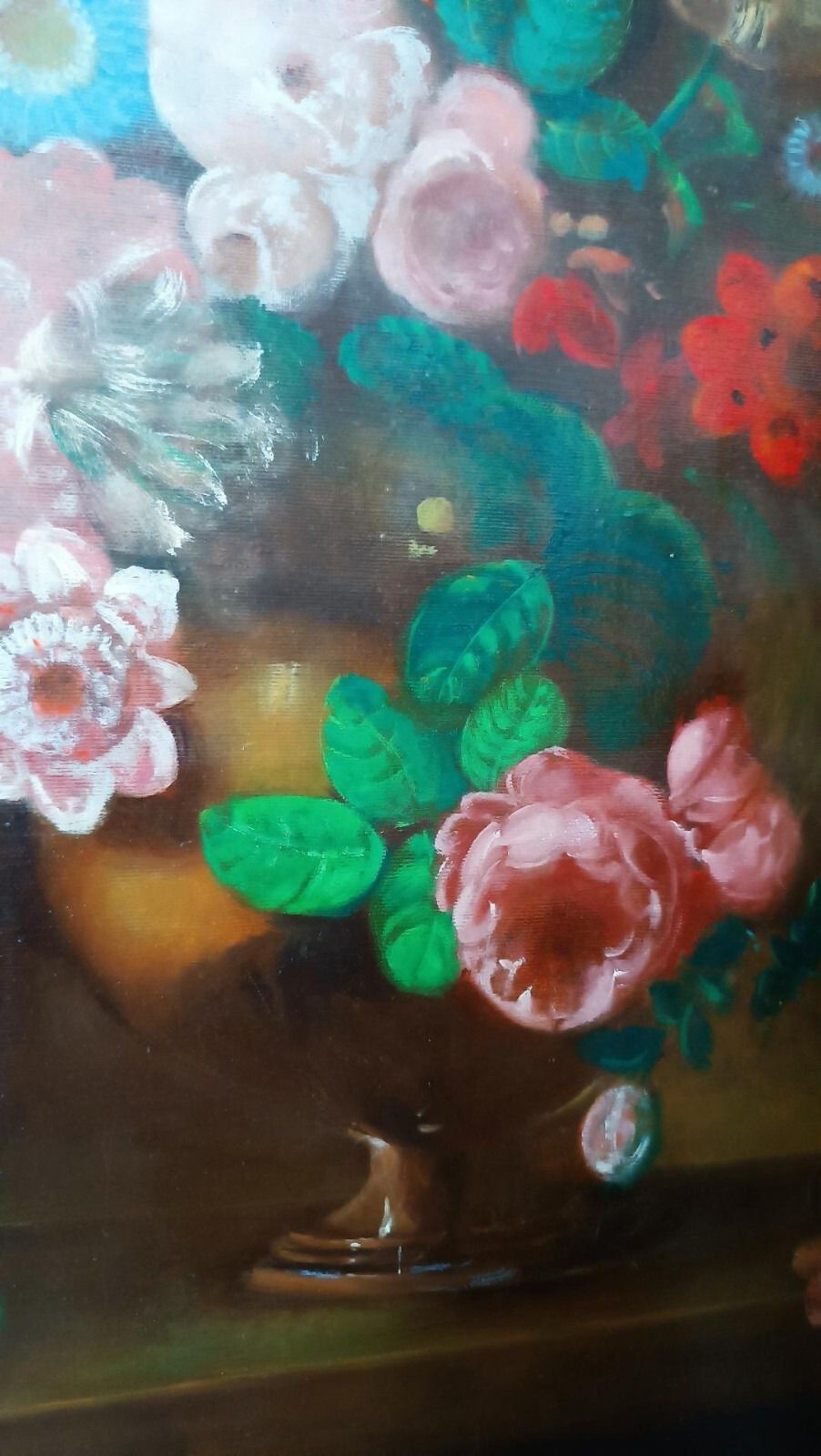 Oil Painting On Canvas Vase With Flowers 1970 Signed Armandoi Dei Fiori photo vinterior