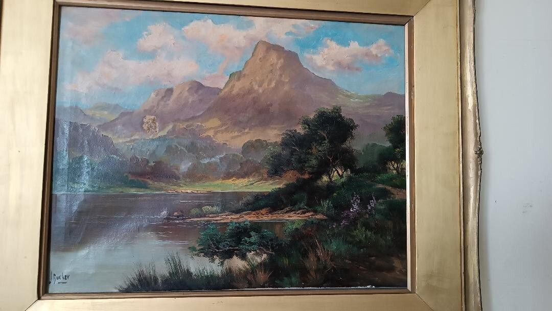 Antique Oil Painting On Canvas Landscape Scotland Jack Ducker photo Art