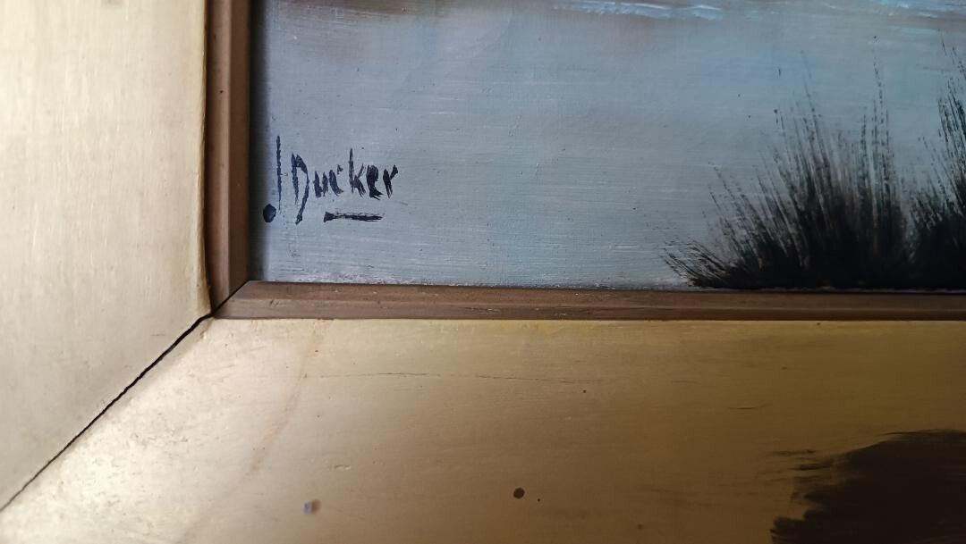 Antique Oil Painting On Canvas Landscape Scotland Jack Ducker photo 369.0